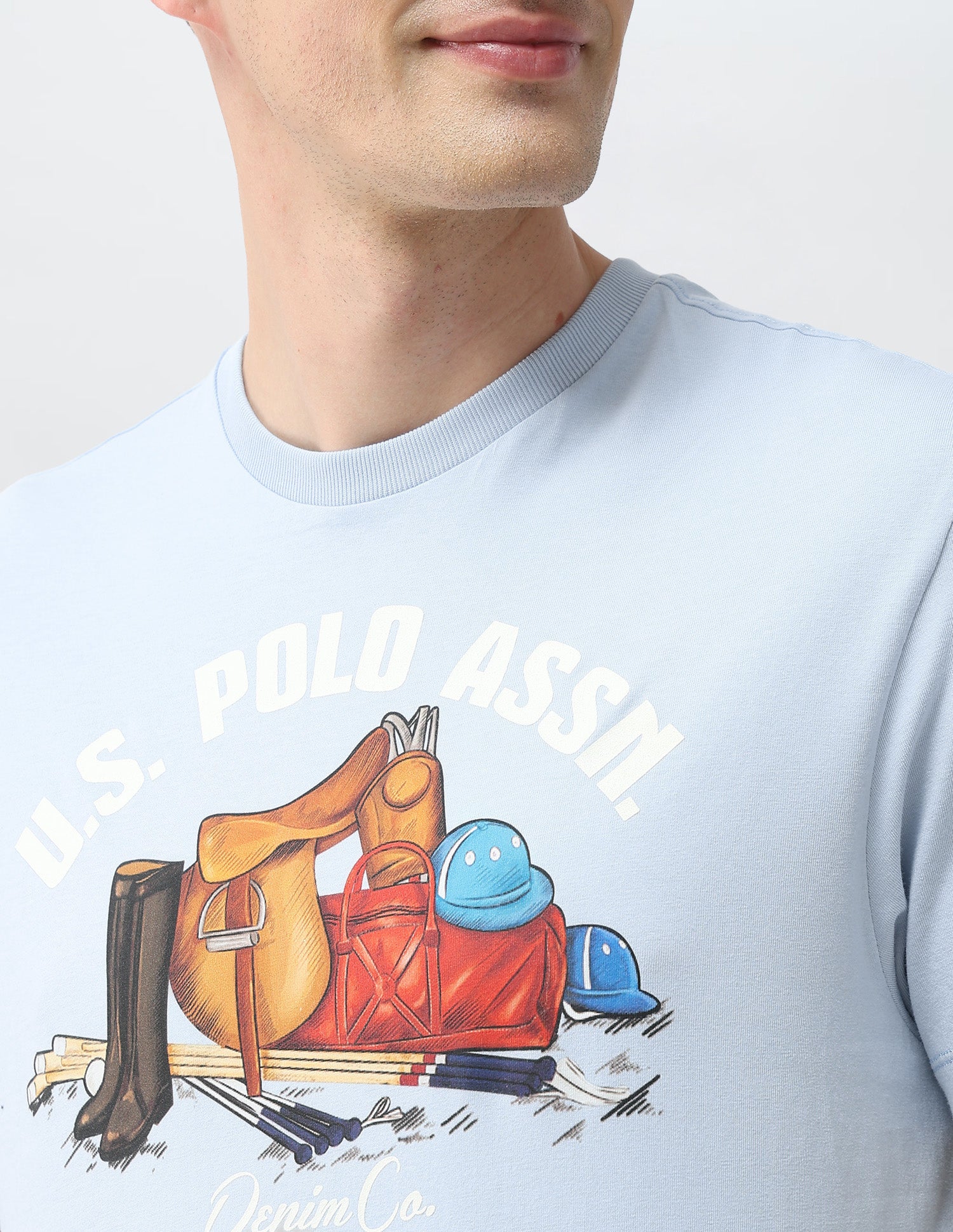 Graphic Brand Printed Slim Fit T-Shirt Blue - U.S. Polo Assn. India | Large