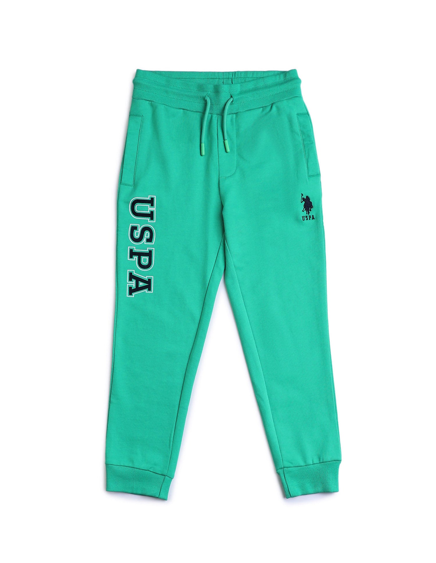 Boys Pure Cotton Solid Joggers Dark Green - U.S. POLO ASSN. | Large