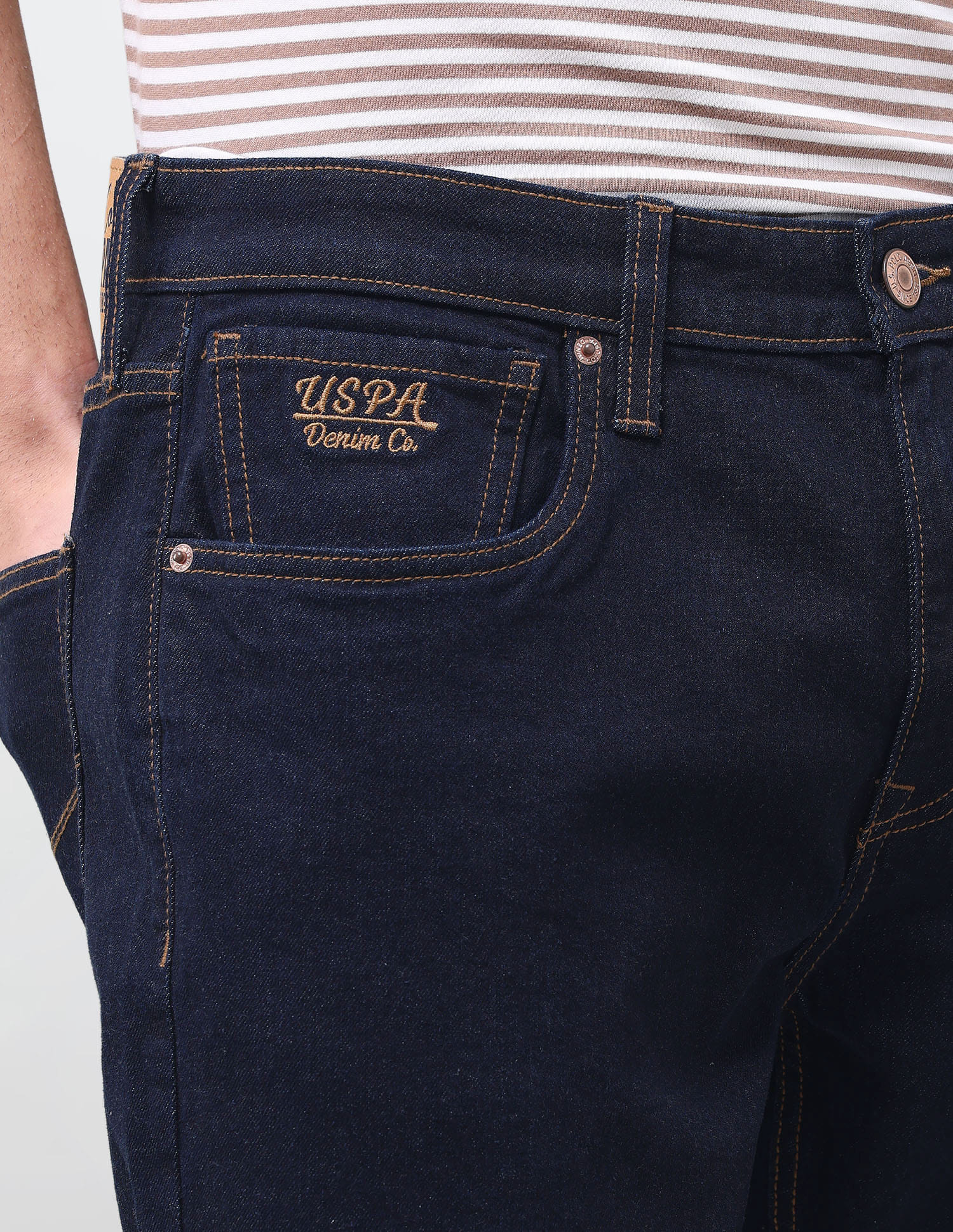 Solid Tapered Fit Jeans Blue - U.S. Polo Assn. India | Large