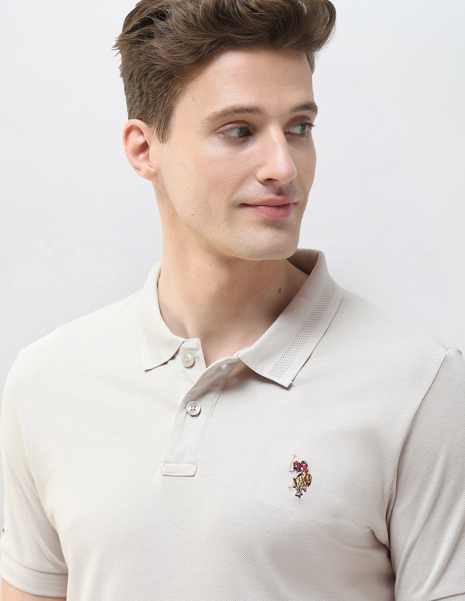 Solid Summer House Slim Fit Polo Shirt Light Grey - U.S. Polo Assn. India | Large