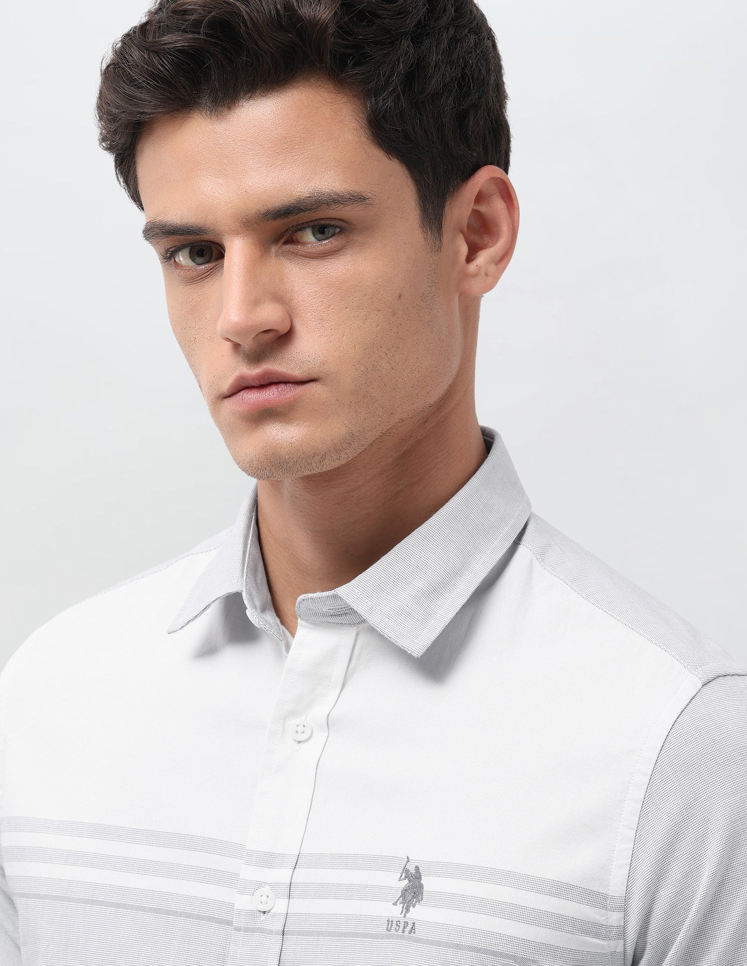 Solid Regular Fit Shirt Grey - U.S. Polo Assn. India | Large