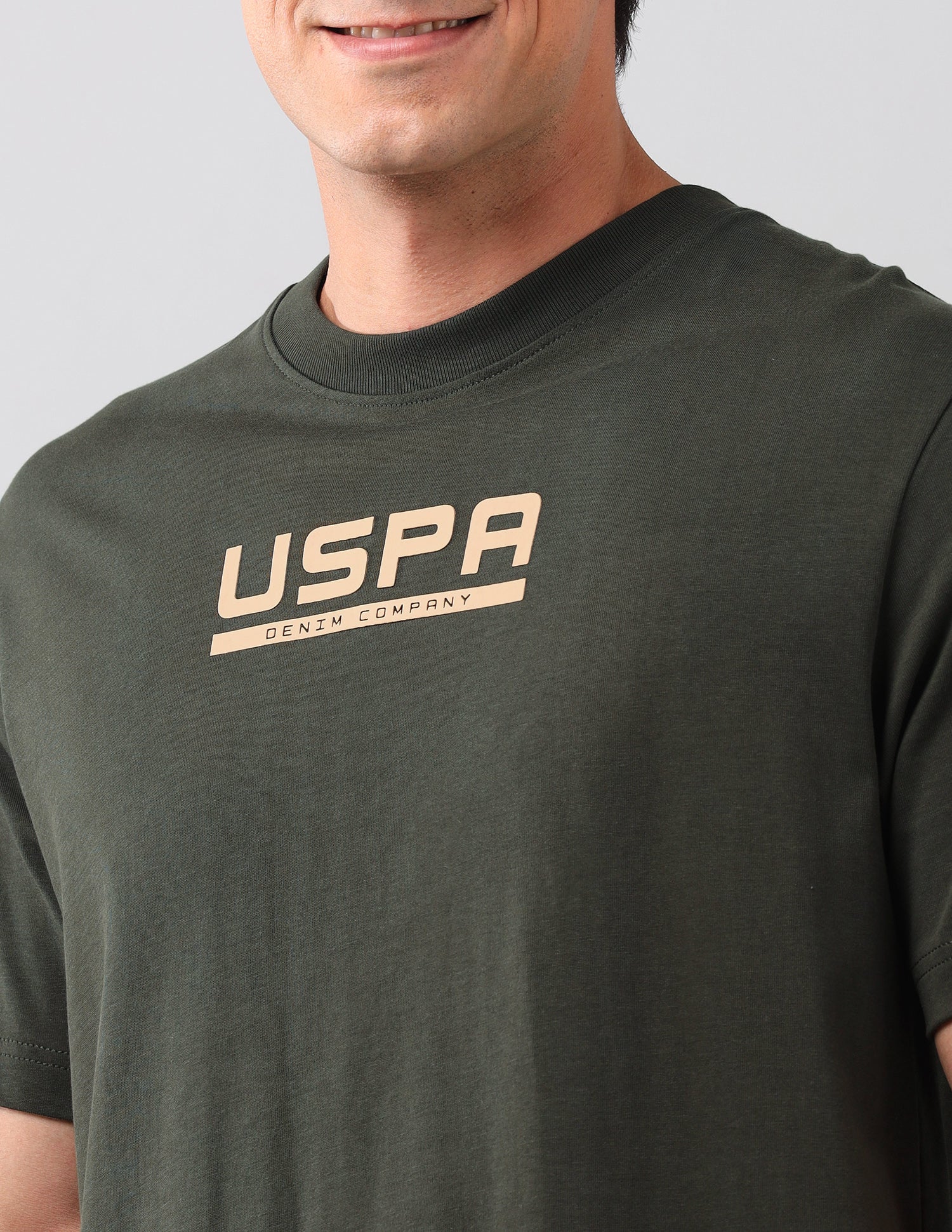Brand Printed Regular Fit T-Shirt Olive - U.S. Polo Assn. India | Large