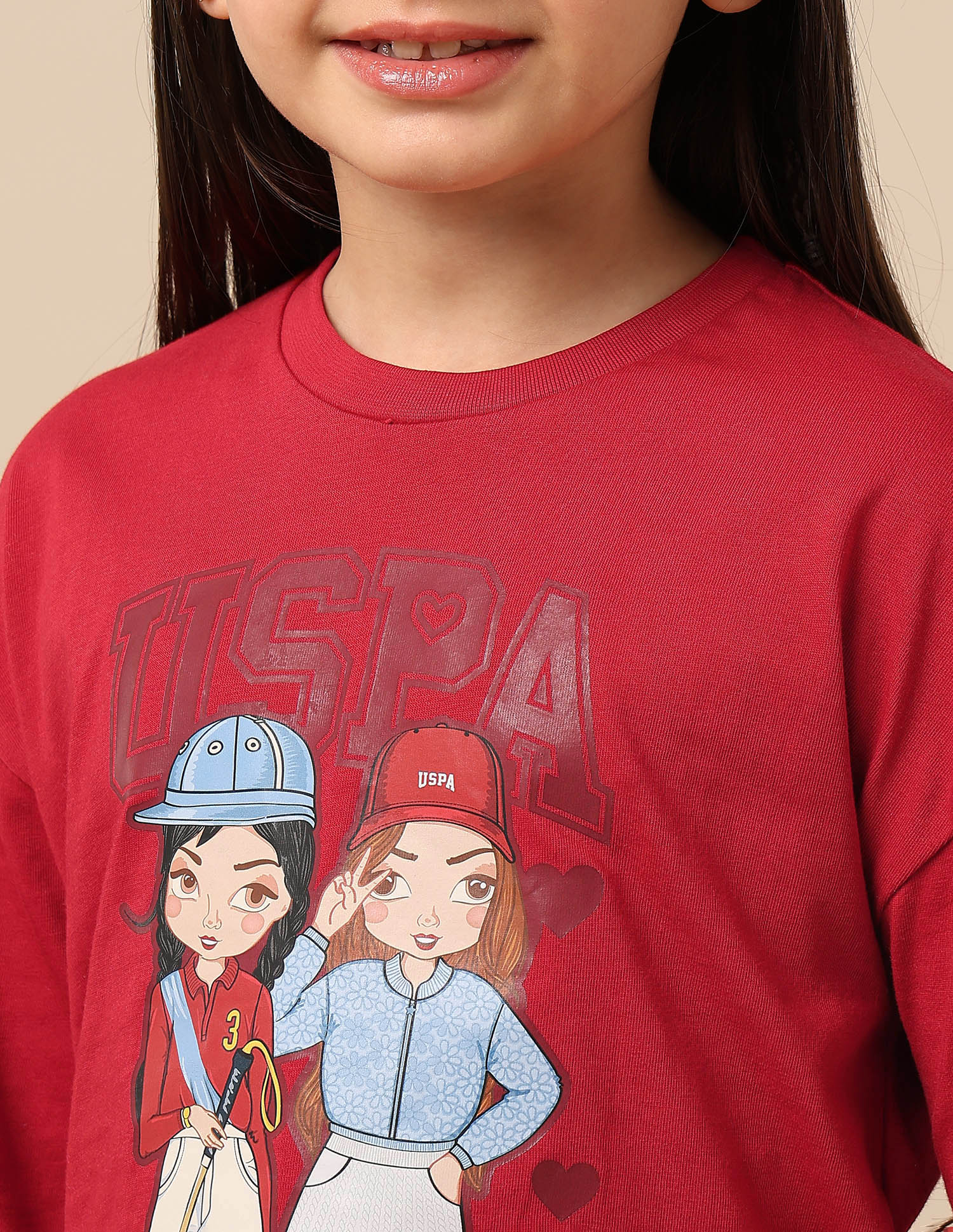 Girls Graphic Brand Printed Top Red - U.S. POLO ASSN. | Large