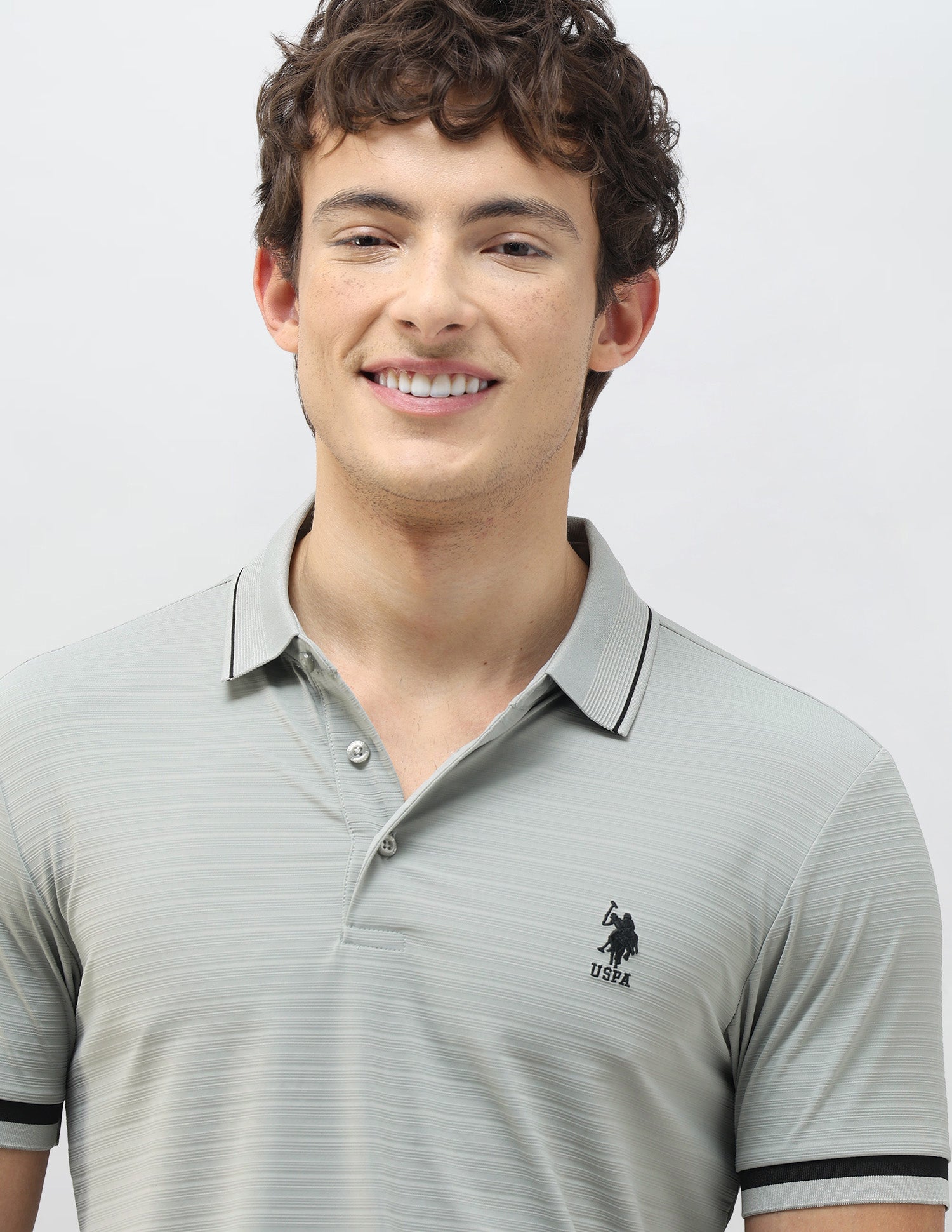 Textured Regular Fit Polo Shirt Light Grey - U.S. Polo Assn. India | Large