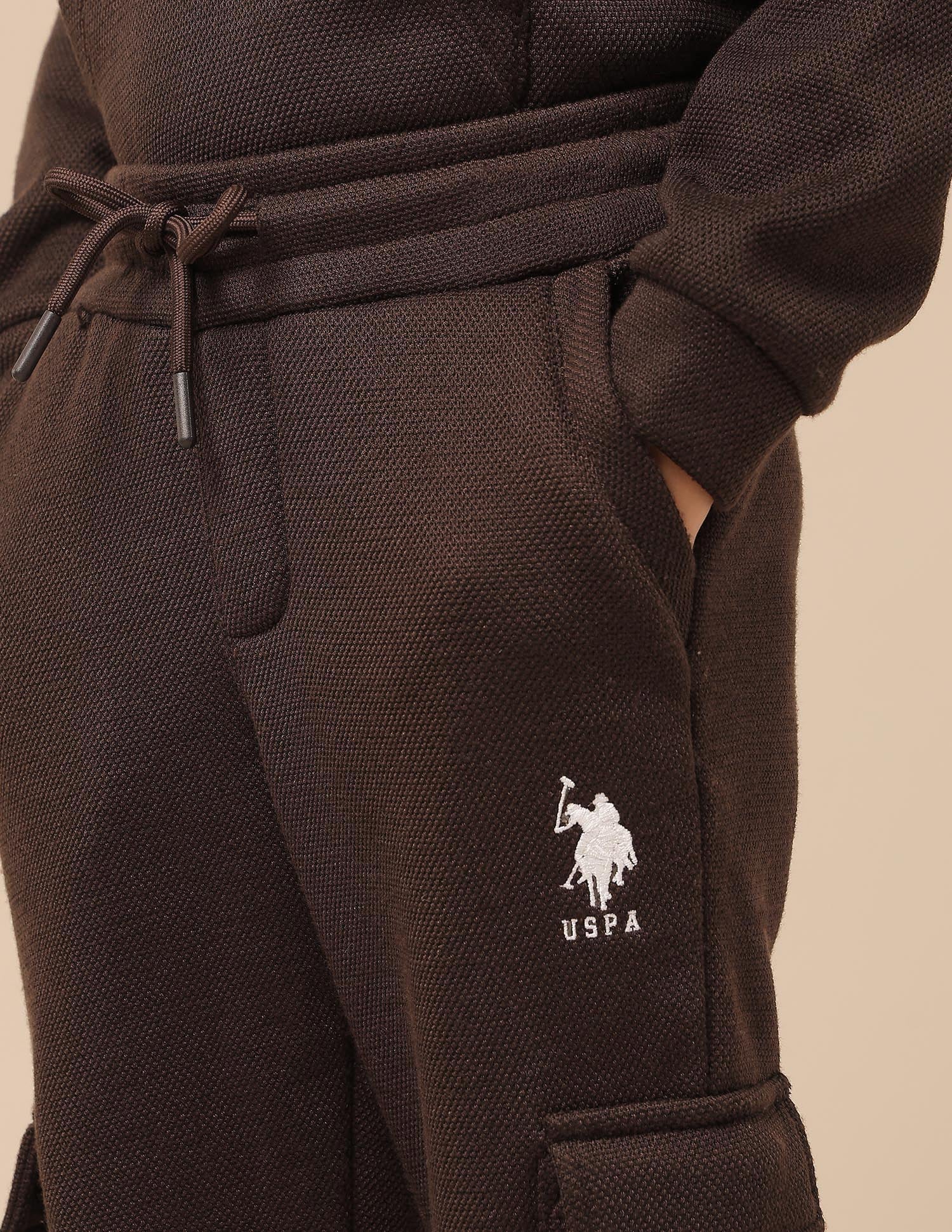 Boys Textured Regular Fit Track Pants Light Brown - U.S. POLO ASSN. | Large