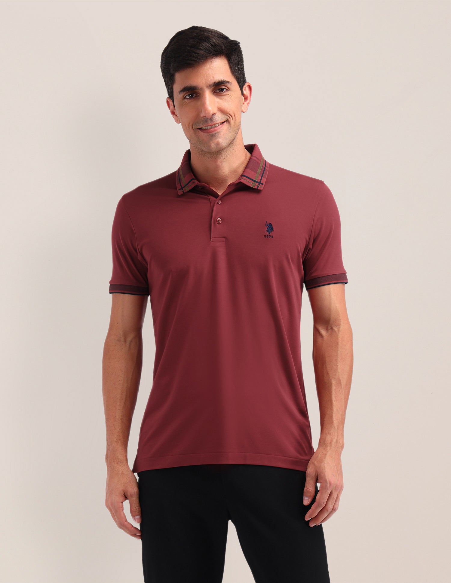 Solid Slim Fit Polo Shirt Red - U.S. Polo Assn. India | Large