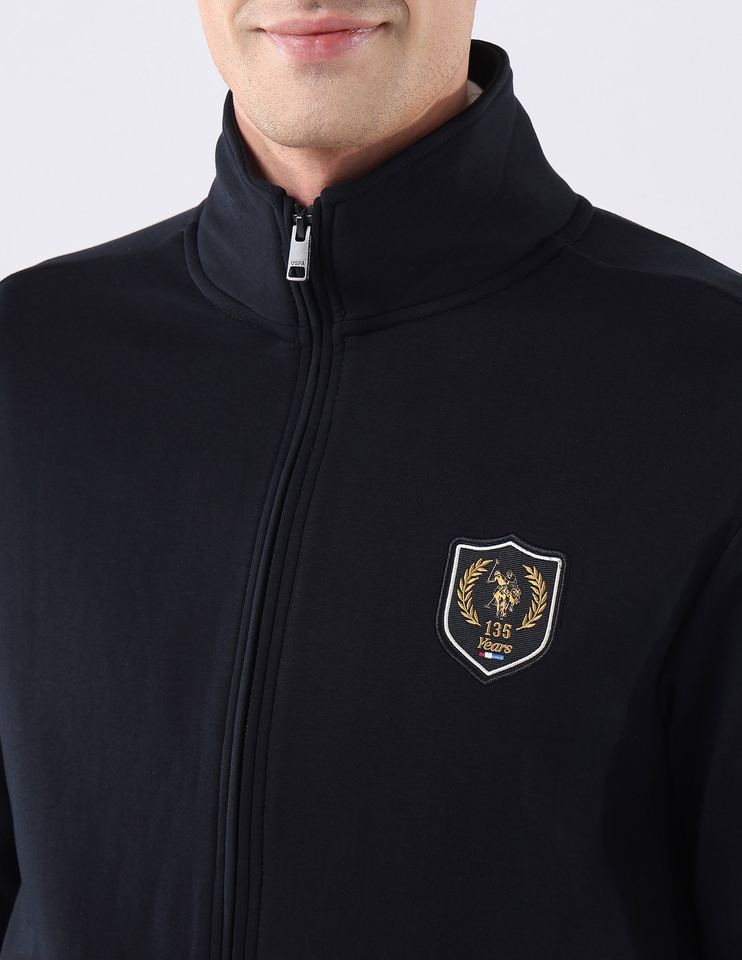 Solid Regular Fit Zipper Sweatshirt Navy - U.S. POLO ASSN. | Large
