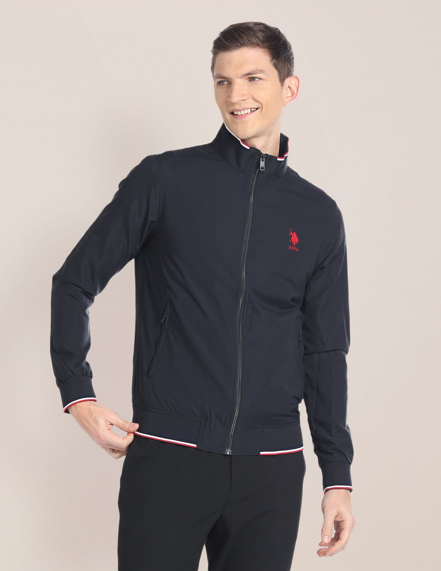 High Neck Long Sleeve Casual Jacket Navy - U.S. POLO ASSN. | Large