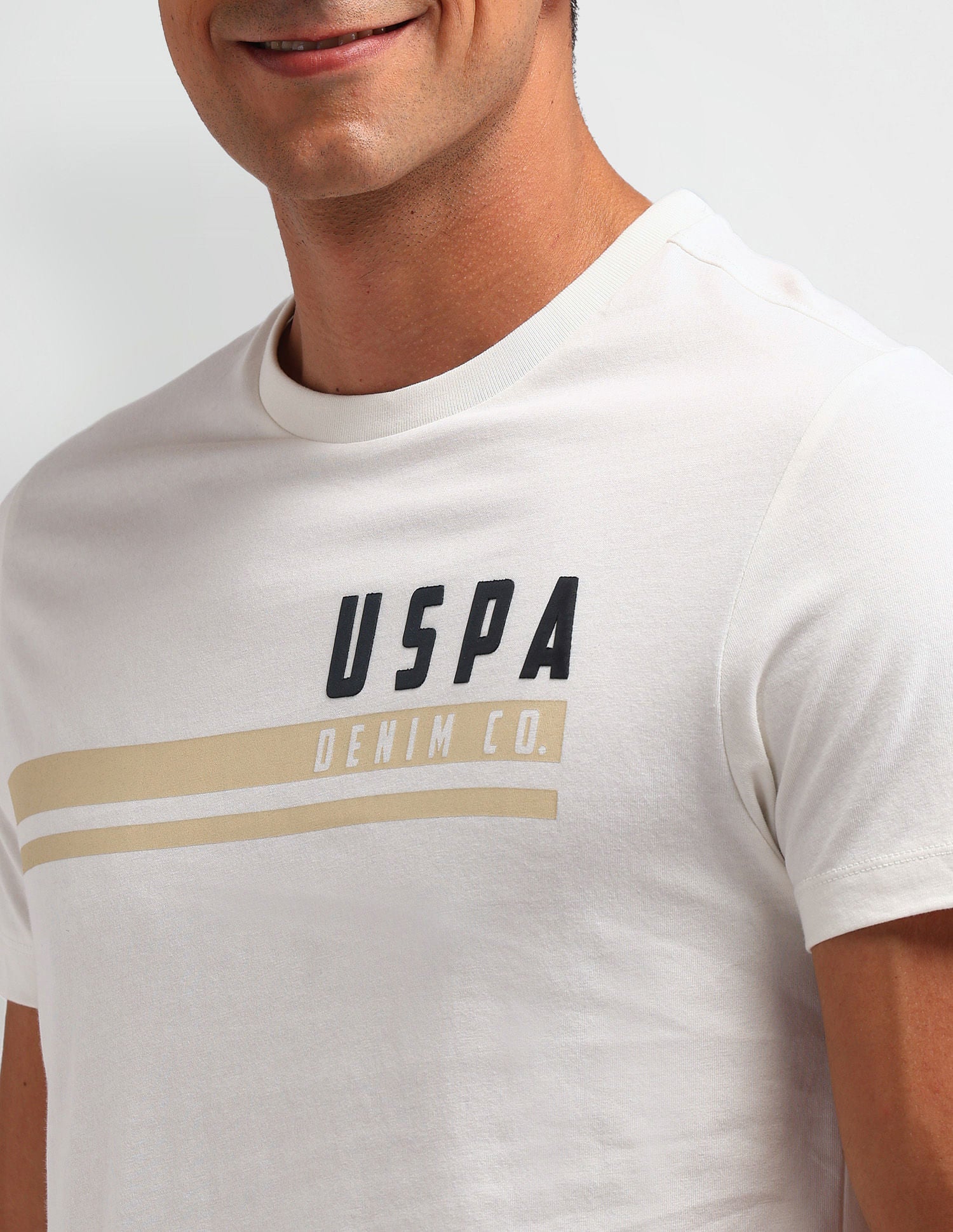 Outdoor Muscle Fit Brand T-Shirt Ivory - U.S. POLO ASSN. | Large