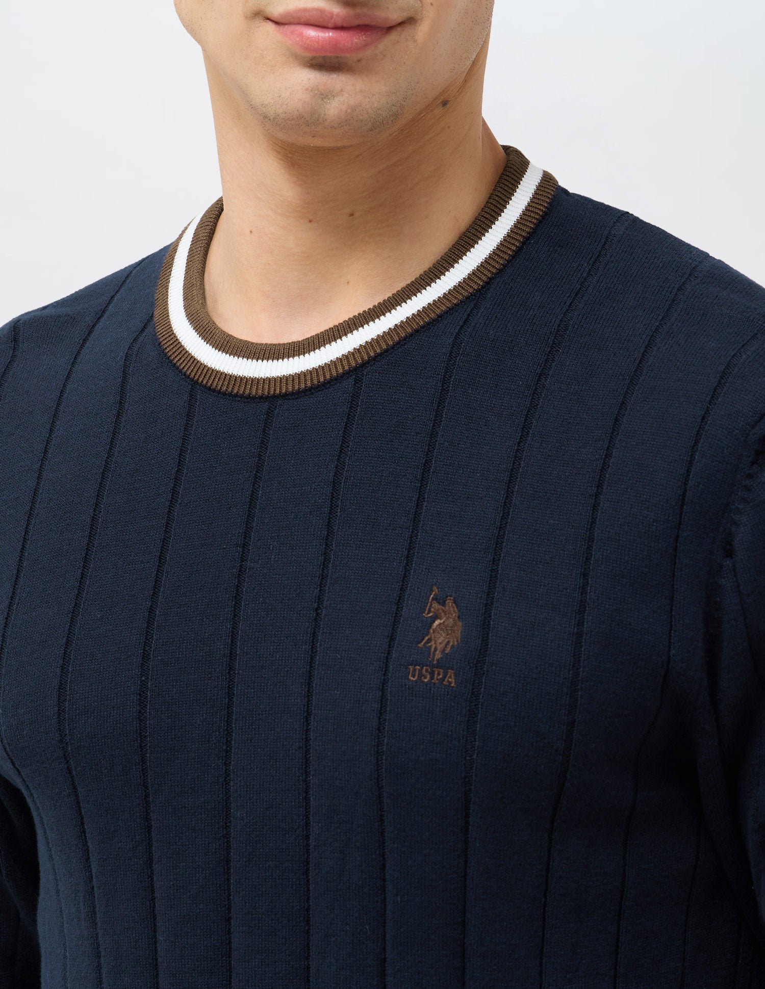Vertical Striped Patterned Knit Regular Fit Sweater Navy - U.S. POLO ASSN. | Large