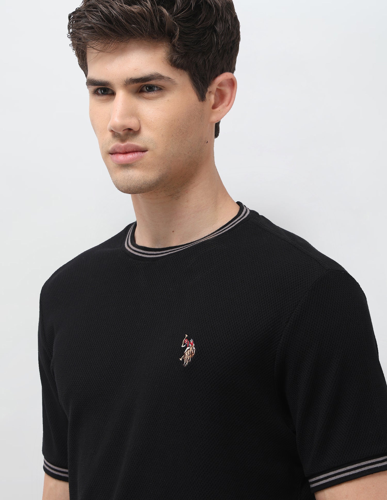 Solid Slim Fit T-Shirt Black - U.S. Polo Assn. India | Large