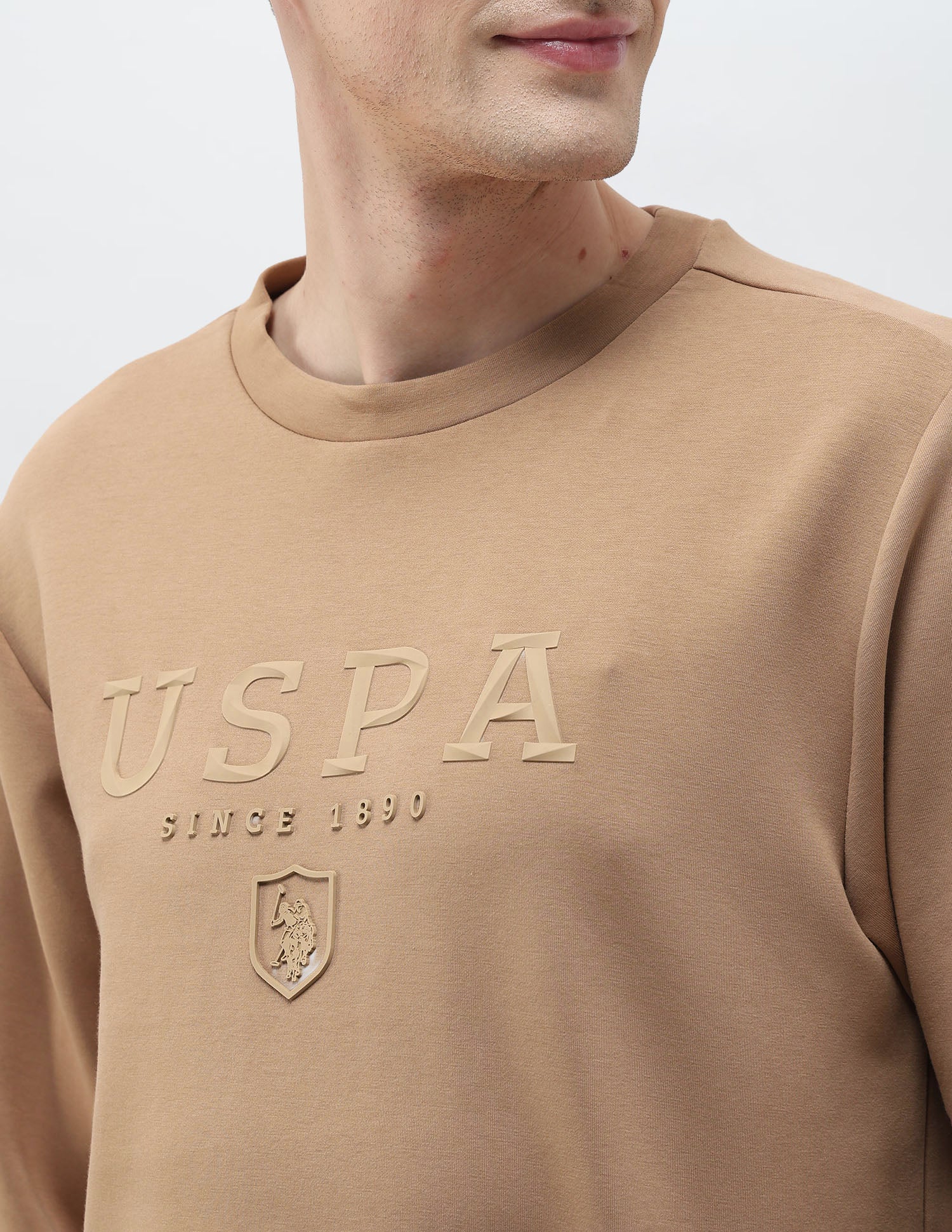 Brand Embossed Regular Fit Sweatshirt Brown - U.S. POLO ASSN. | Large