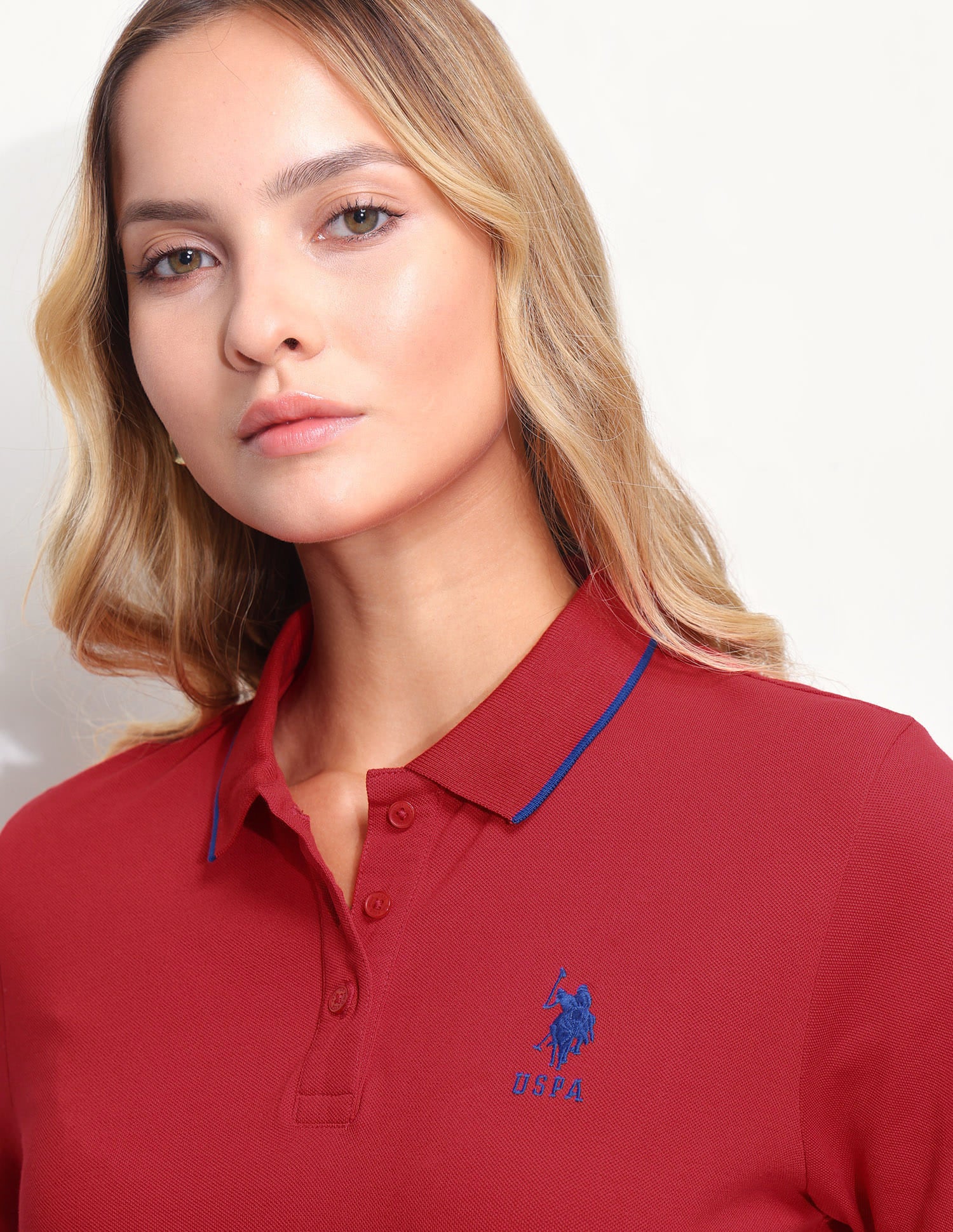 Solid Tipped Collar Regular Fit Polo Shirt Red - U.S. Polo Assn. India | Large