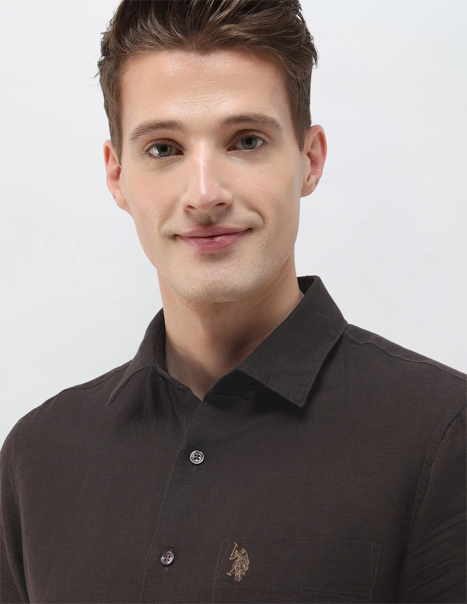 Solid Regular Fit Shirt Choco - U.S. Polo Assn. India | Large