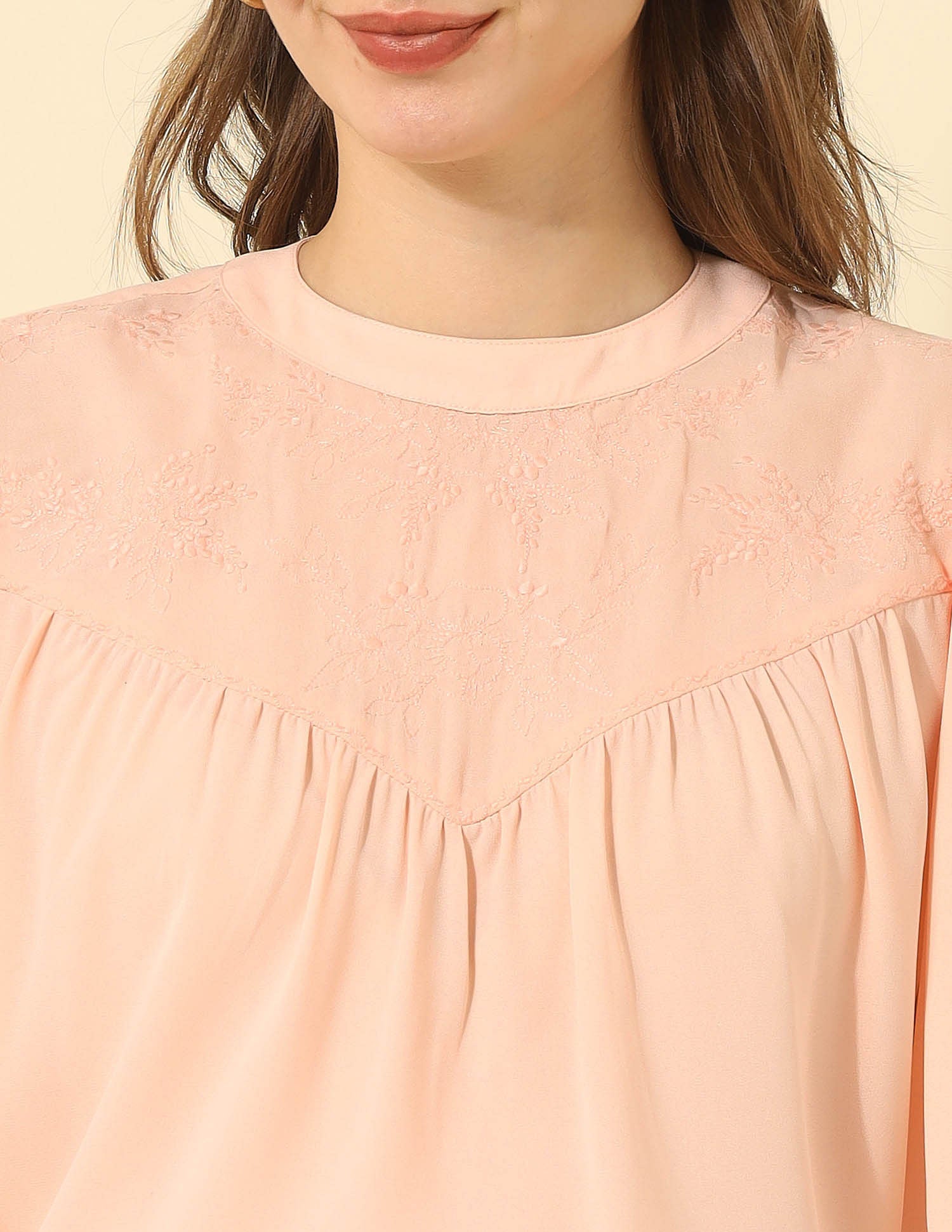 Yoke Embroidered Top Beige - U.S. POLO ASSN. | Large