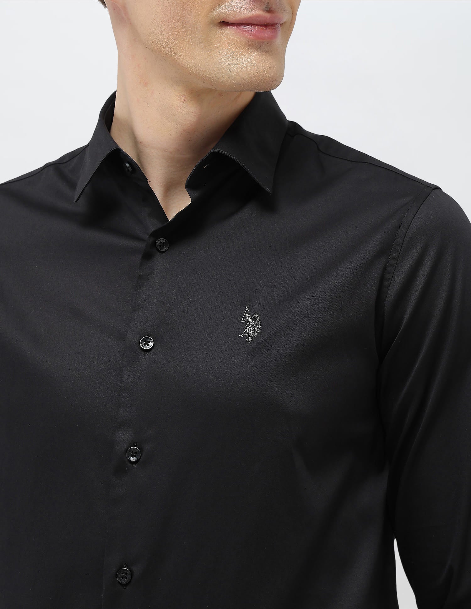 Solid Tailored Fit Shirt Black - U.S. Polo Assn. India | Large