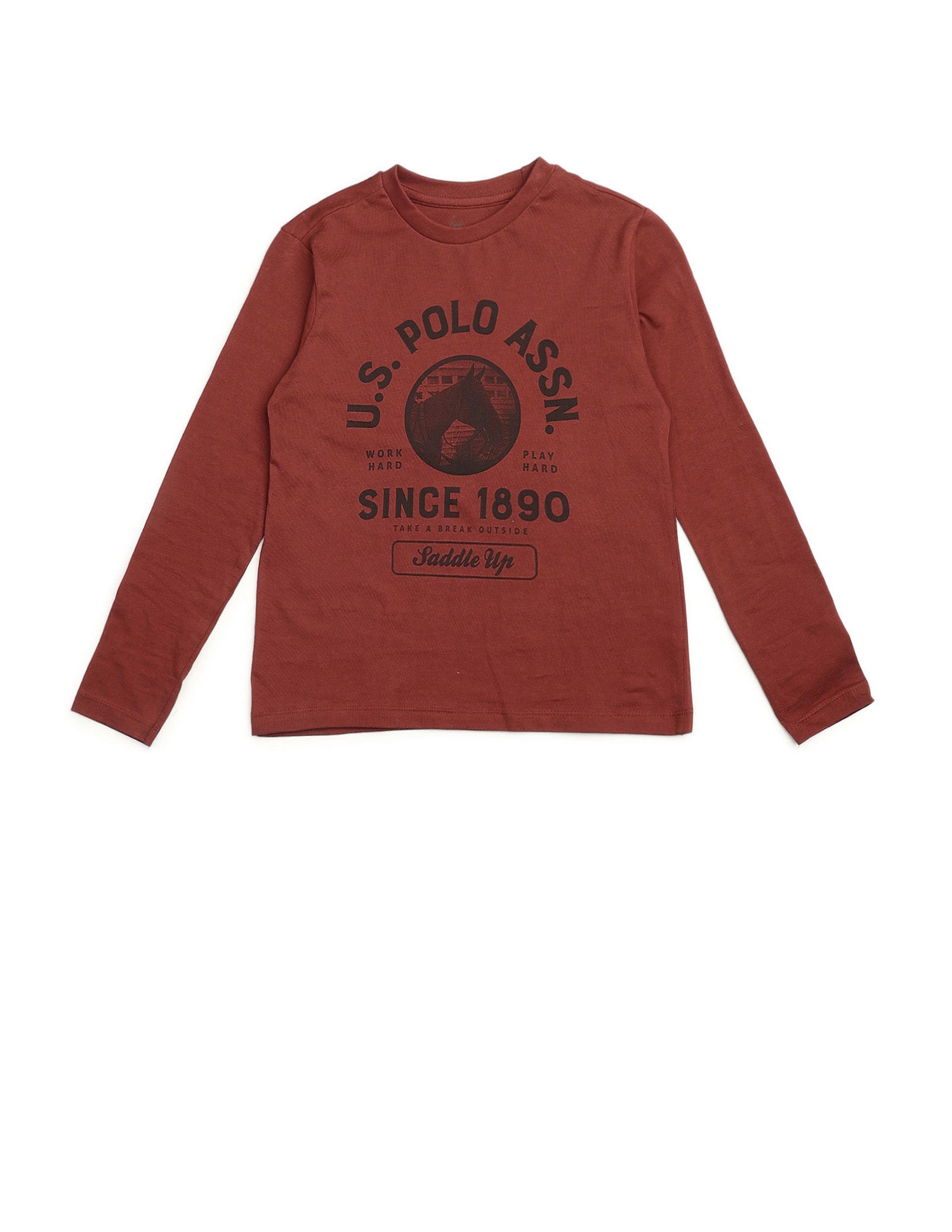 Boys Graphic Brand Printed Regular Fit T Shirt Rust - U.S. POLO ASSN. | Large