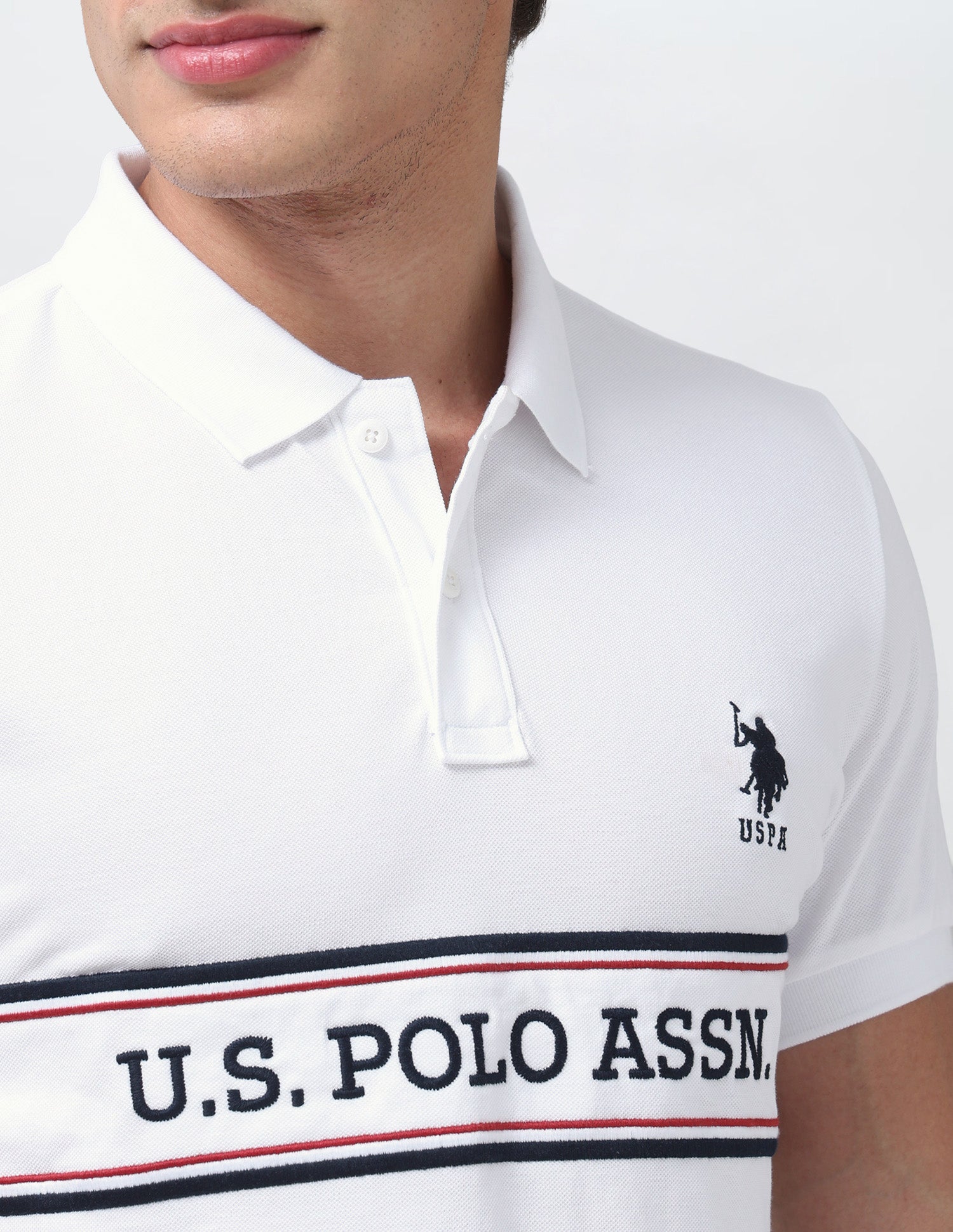 Brand Embroidered Regular Fit Polo Shirt White - U.S. Polo Assn. India | Large