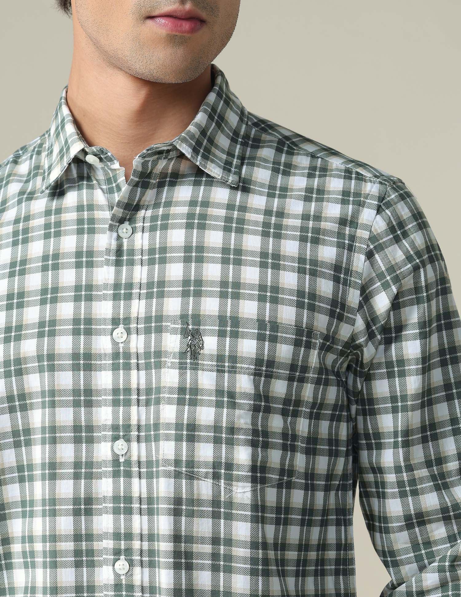 Pure Cotton Tartan Check Shirt Olive - U.S. POLO ASSN. | Large
