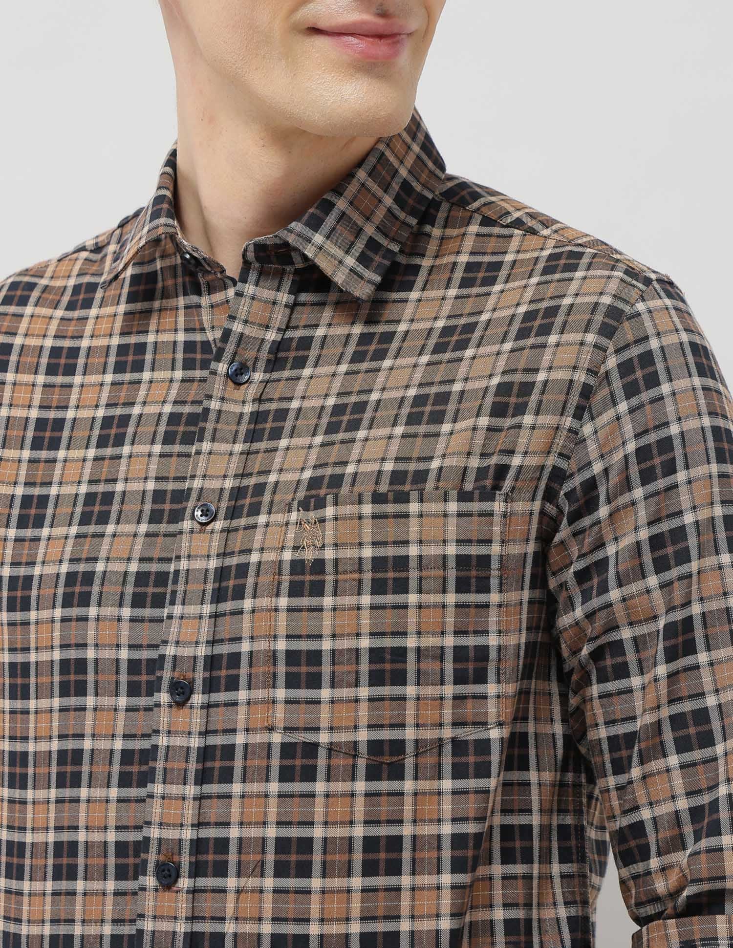 Plaid Checked Sotogrande Shirt Brown - U.S. Polo Assn. India | Large