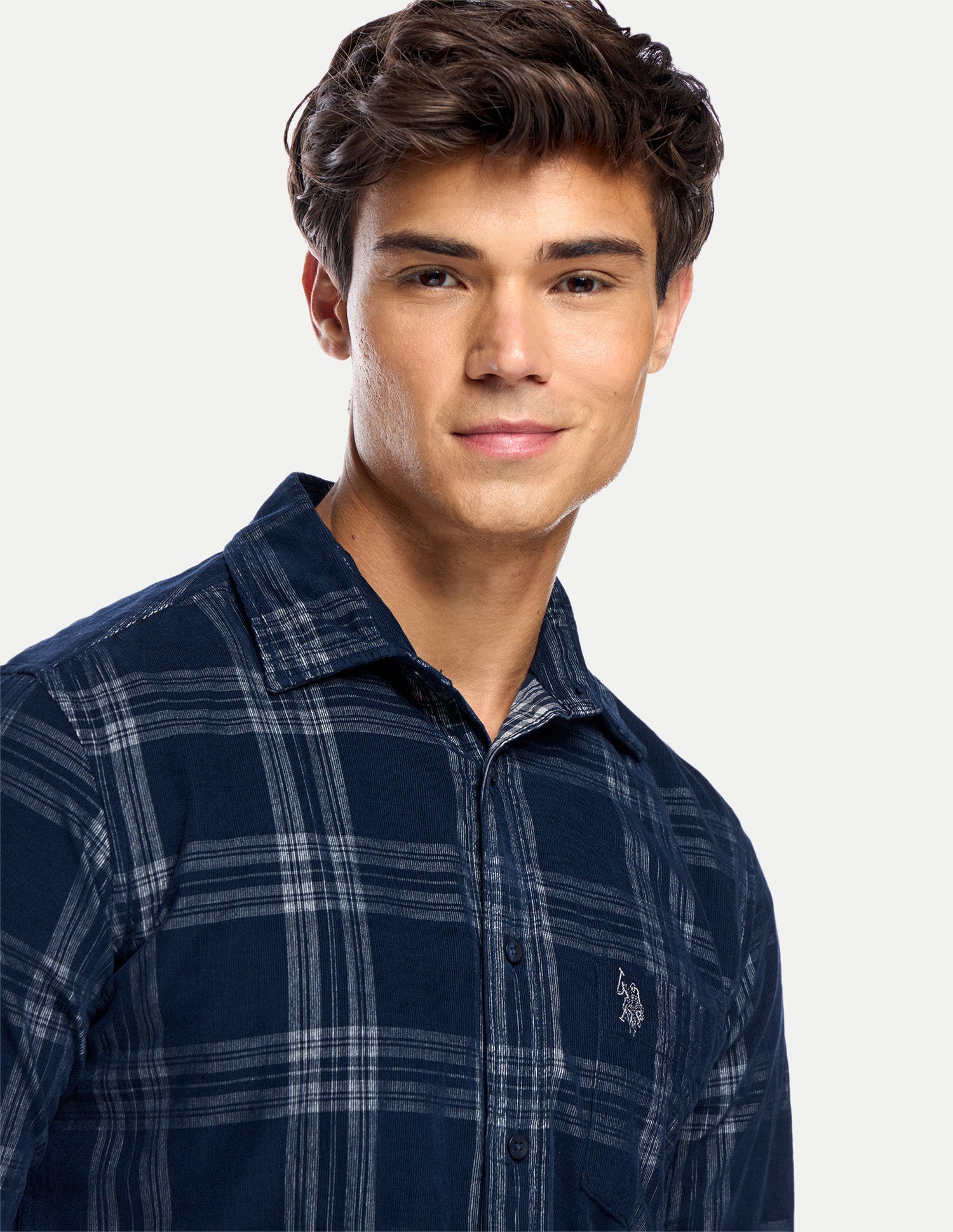 Tailored Fit Corduroy Shirt Navy - U.S. Polo Assn. India | Large