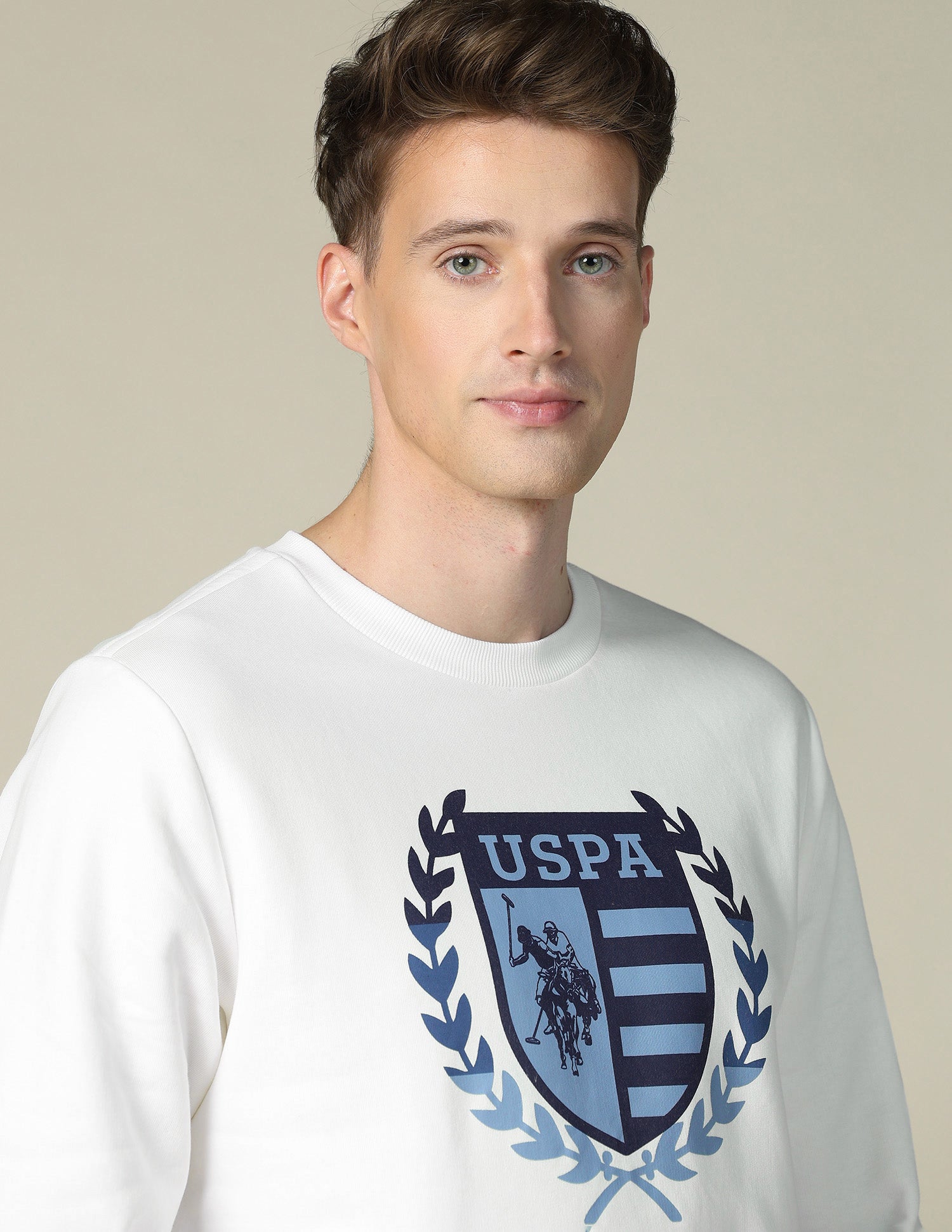 Brand Printed Regular Fit Sweatshirt Ivory - U.S. POLO ASSN. | Large