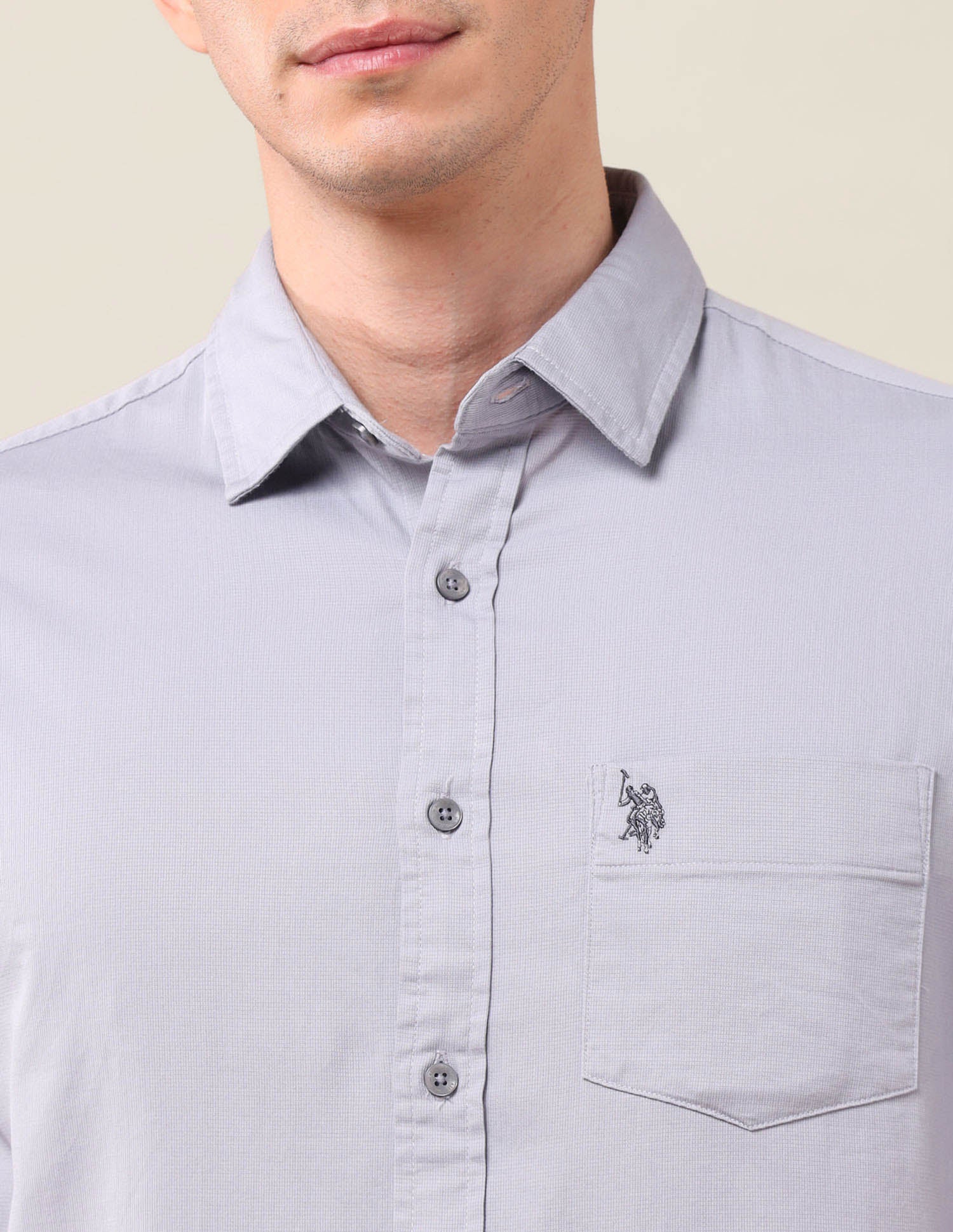 Solid Tailored Fit Shirt Grey - U.S. POLO ASSN. | Large