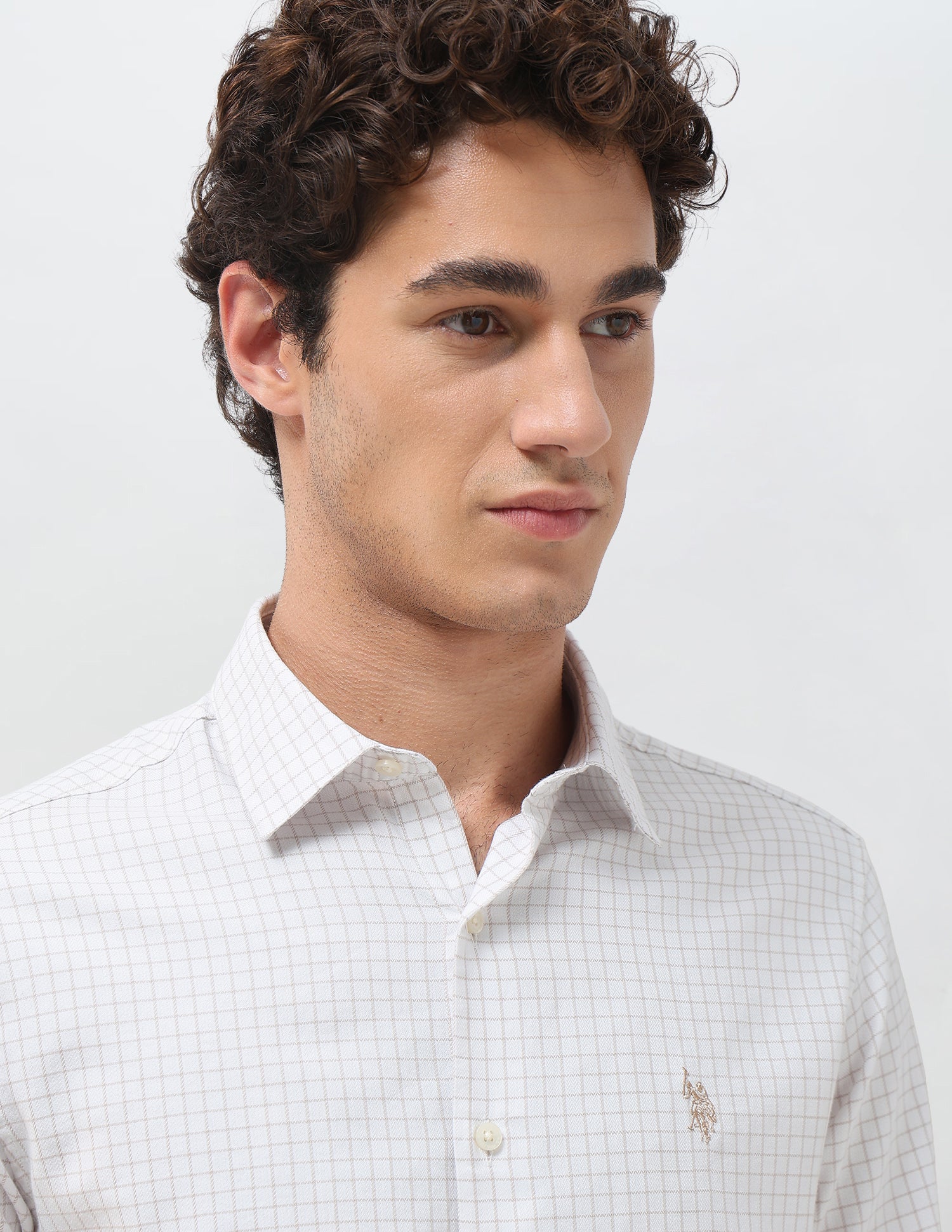 Graph Checked Regular Fit Shirt Ivory - U.S. Polo Assn. India | Large