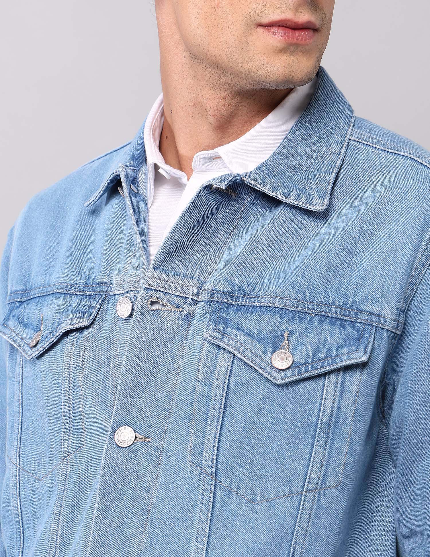 Pure Cotton Regular Fit Denim Jacket Light Wash - U.S. Polo Assn. India | Large