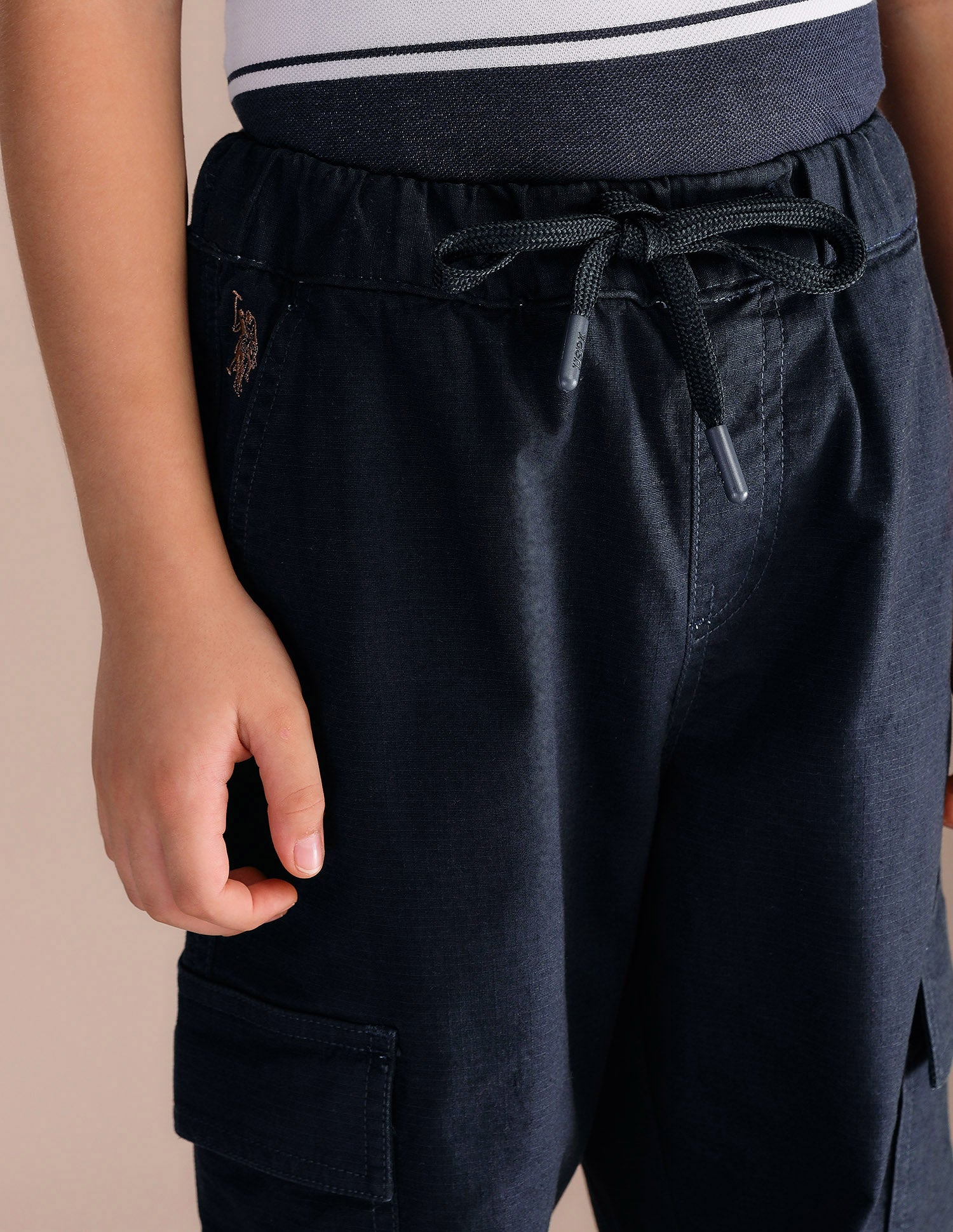 Boys Textured Relaxed Fit Cargos Navy - U.S. POLO ASSN. | Large