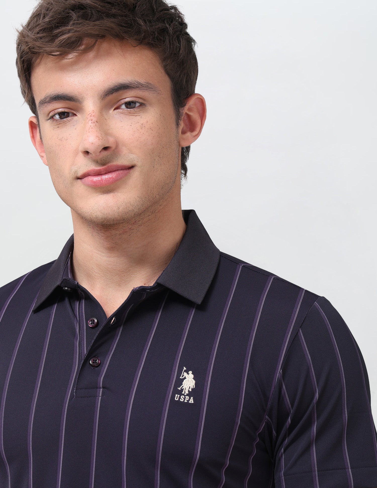 Vertical Striped Slim Fit Polo Shirt Dark Purple - U.S. Polo Assn. India | Large