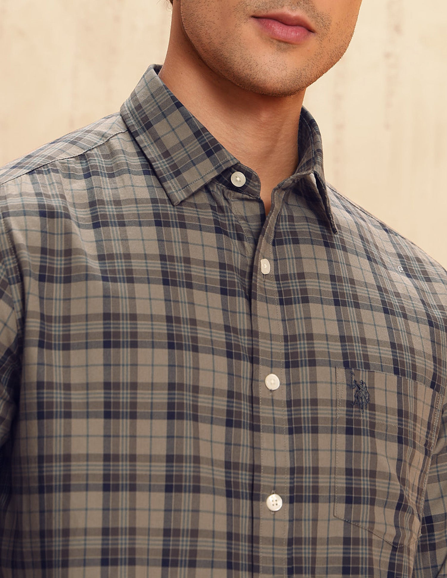 Tailored Fit Plaid Checked Shirt Brown - U.S. POLO ASSN. | Large