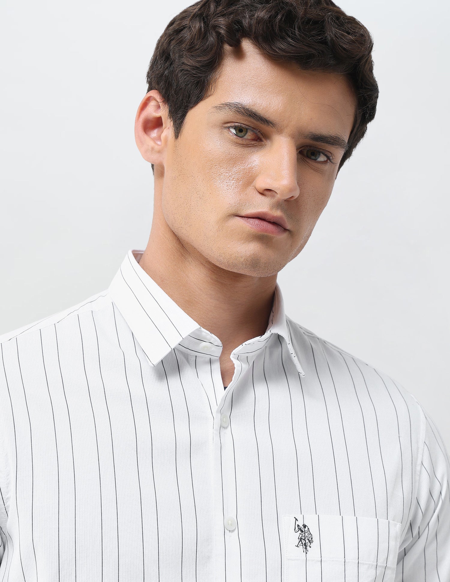 Vertical Striped Regular Fit Shirt White - U.S. Polo Assn. India | Large