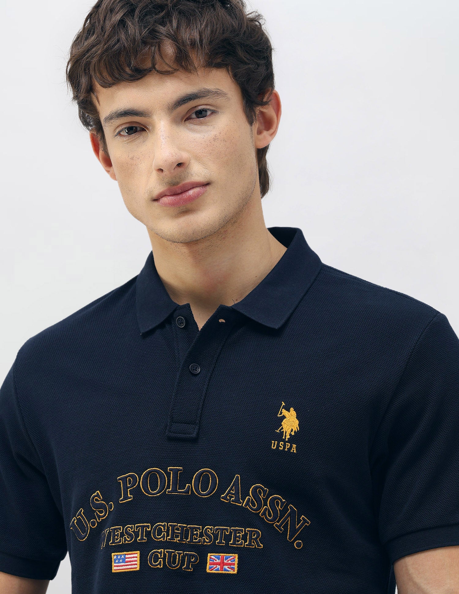 New Port Marina Brand Embroidered Polo Shirt Navy - U.S. Polo Assn. India | Large