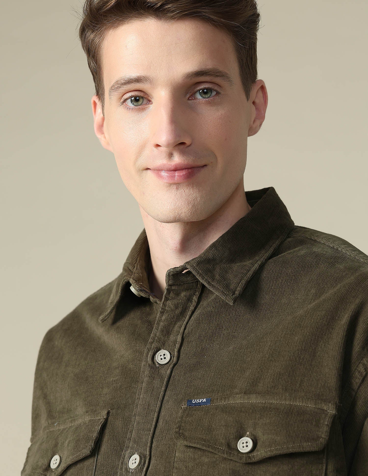 Solid Regular Fit Shirt Olive - U.S. Polo Assn. India | Large