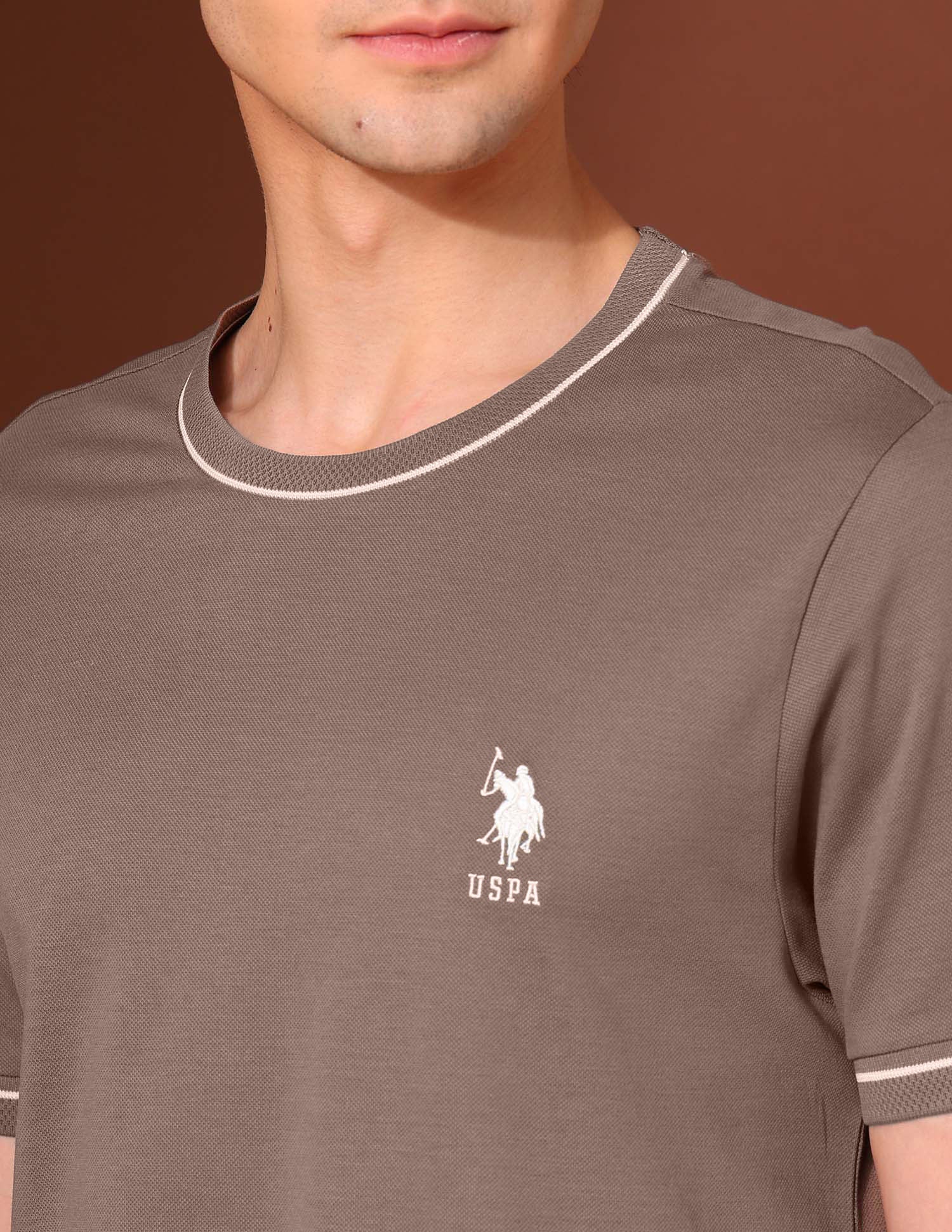 Pure Cotton Slim Fit Classic T-Shirt Brown - U.S. Polo Assn. India | Large