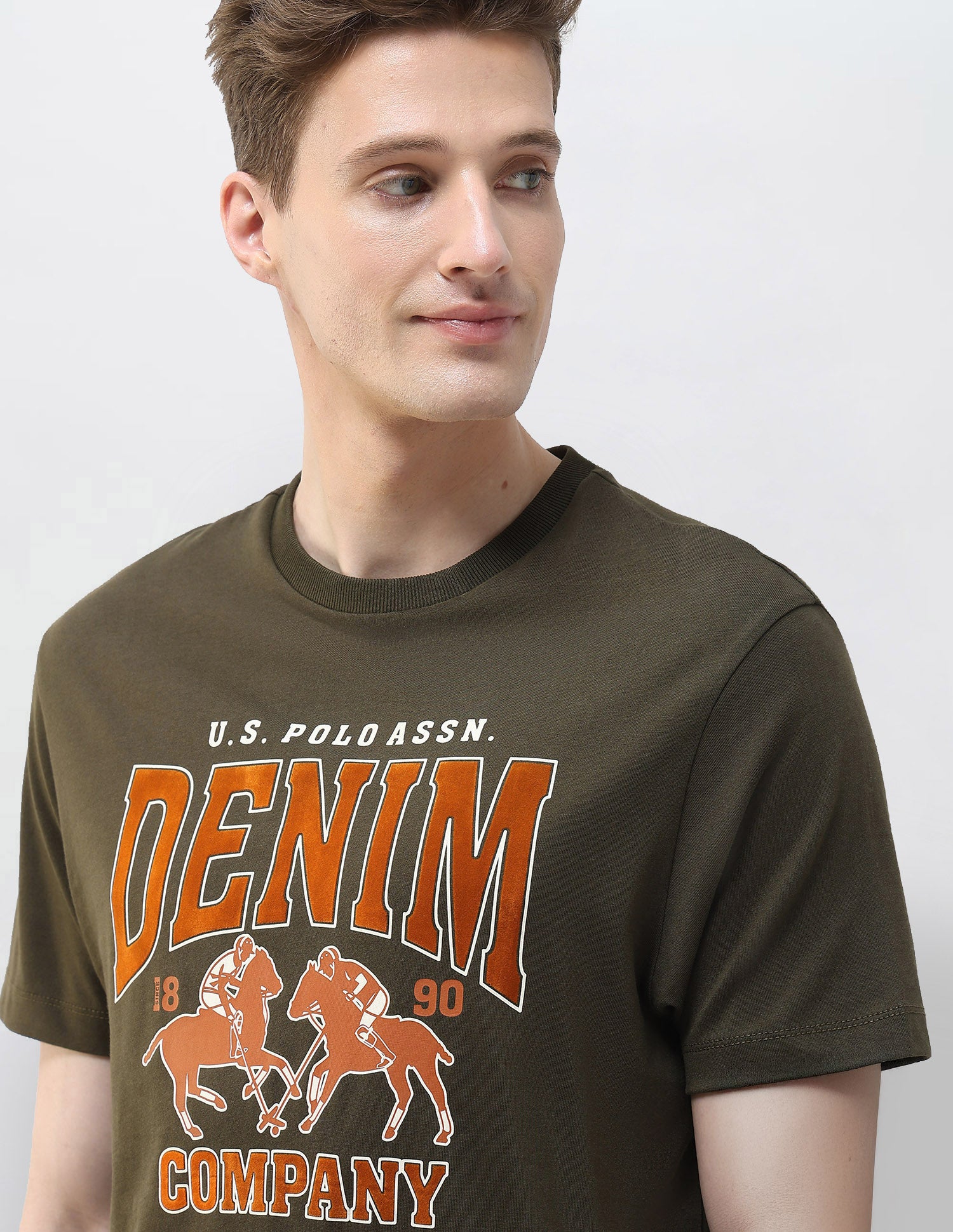 Graphic Brand Printed Summer House T-Shirt Dark Green - U.S. Polo Assn. India | Large