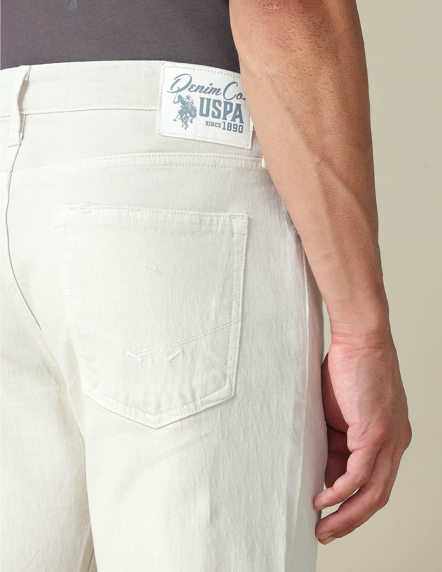 Harold Slim Straight Fit Mid Rise Jeans White - U.S. POLO ASSN. | Large