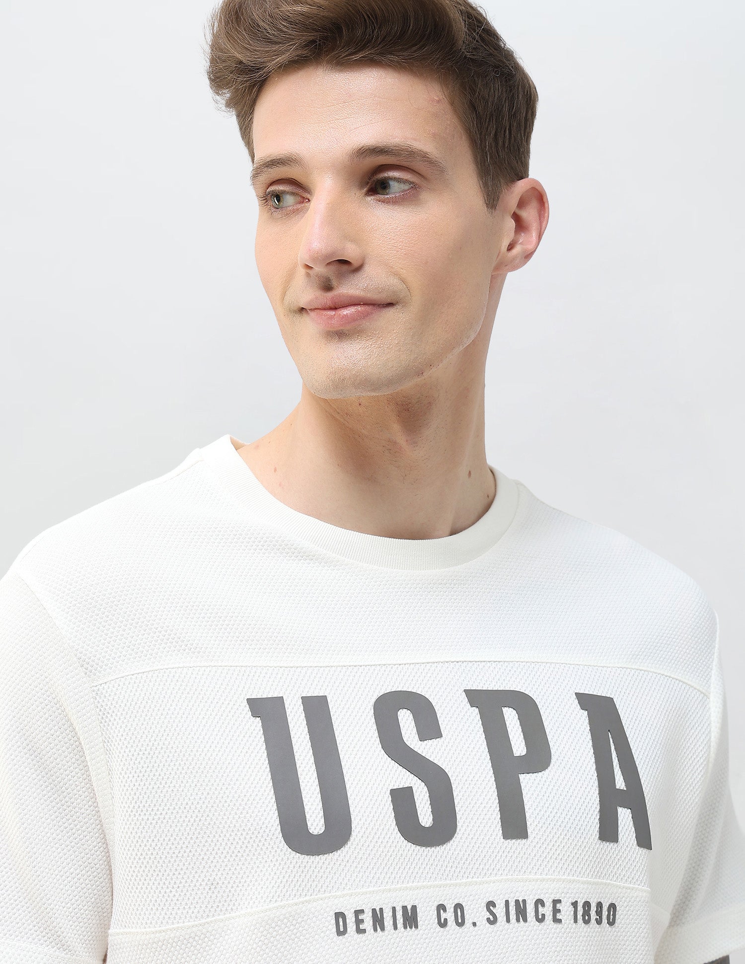 Textured Brand Printed Motel On The Coast T-Shirt Ivory - U.S. Polo Assn. India | Large