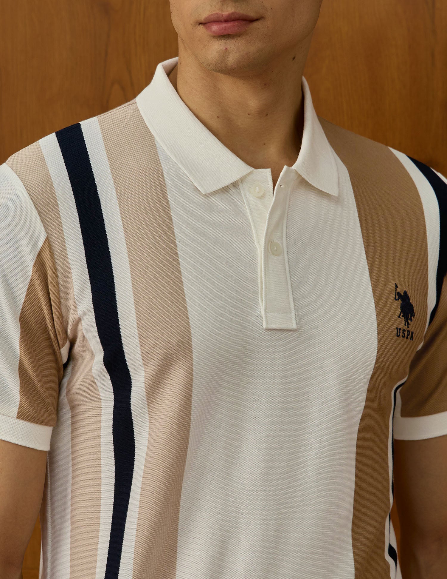 Colorblocked Varsity Theatre Polo Shirt Off White - U.S. POLO ASSN. | Large