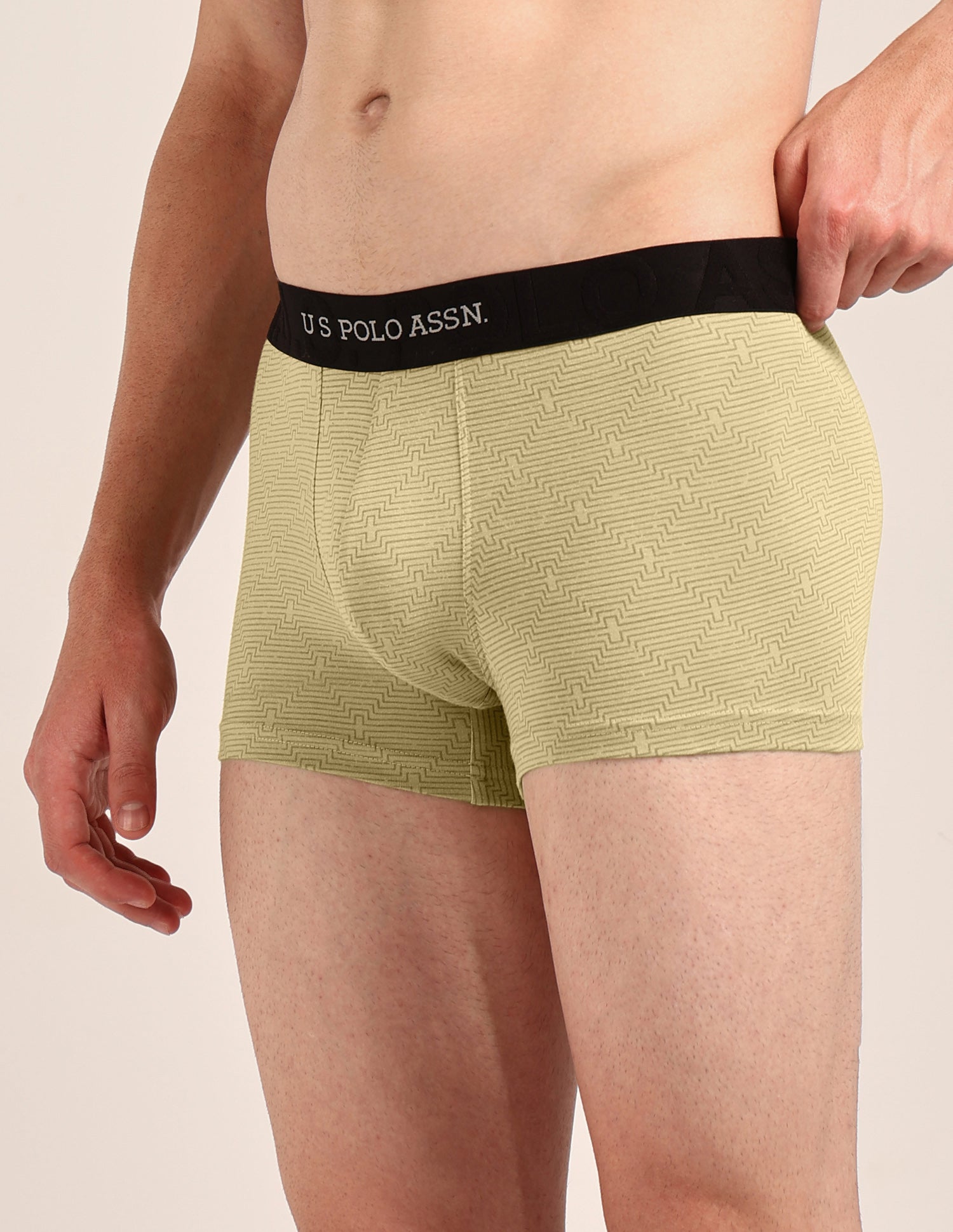 Printed Cotton Stretch Essential OET23 Trunk - Pack Of 2 Pale Olive Green/Bracken - U.S. Polo Assn. India | Large