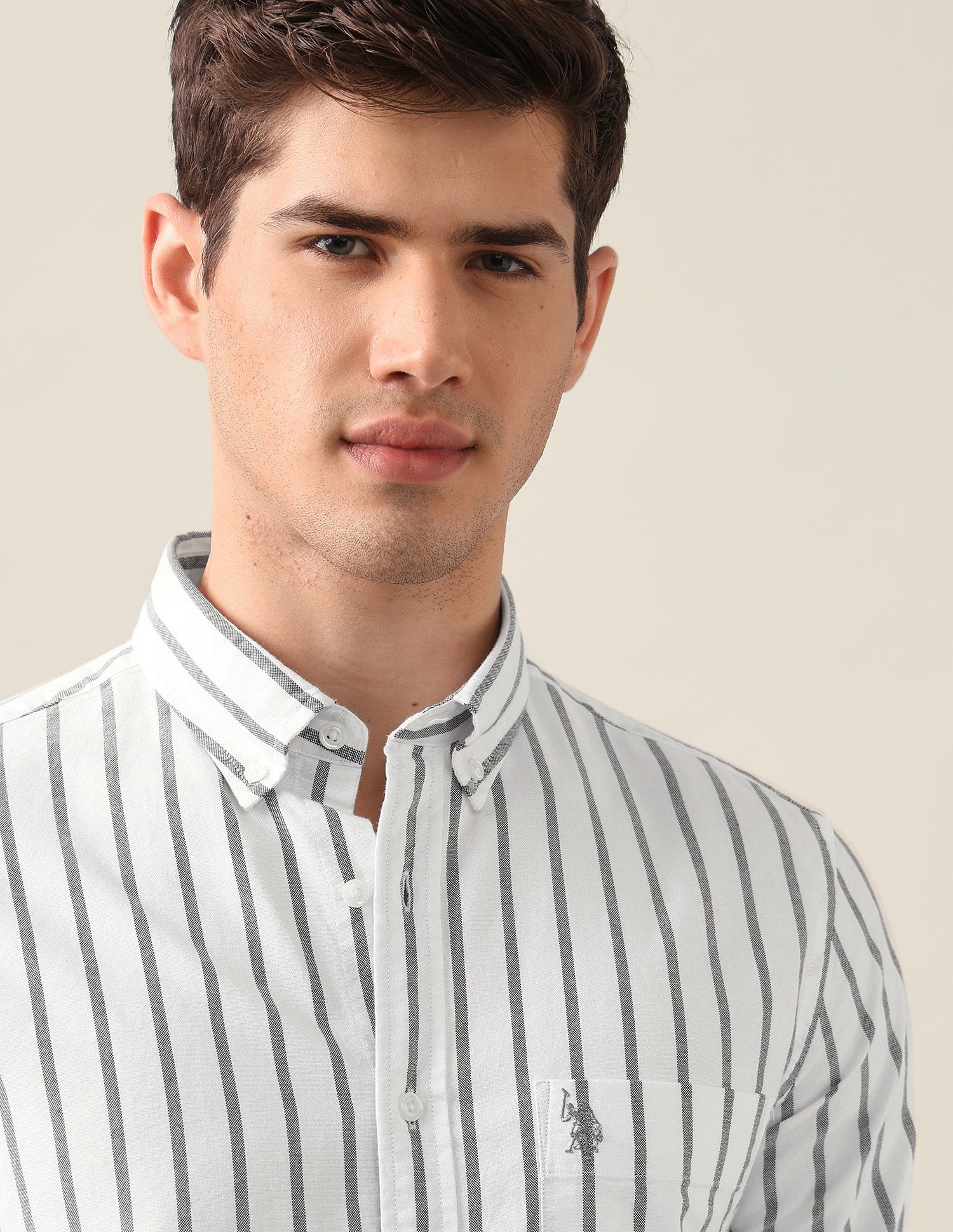 Vertical Striped Oxford Shirt White - U.S. Polo Assn. India | Large