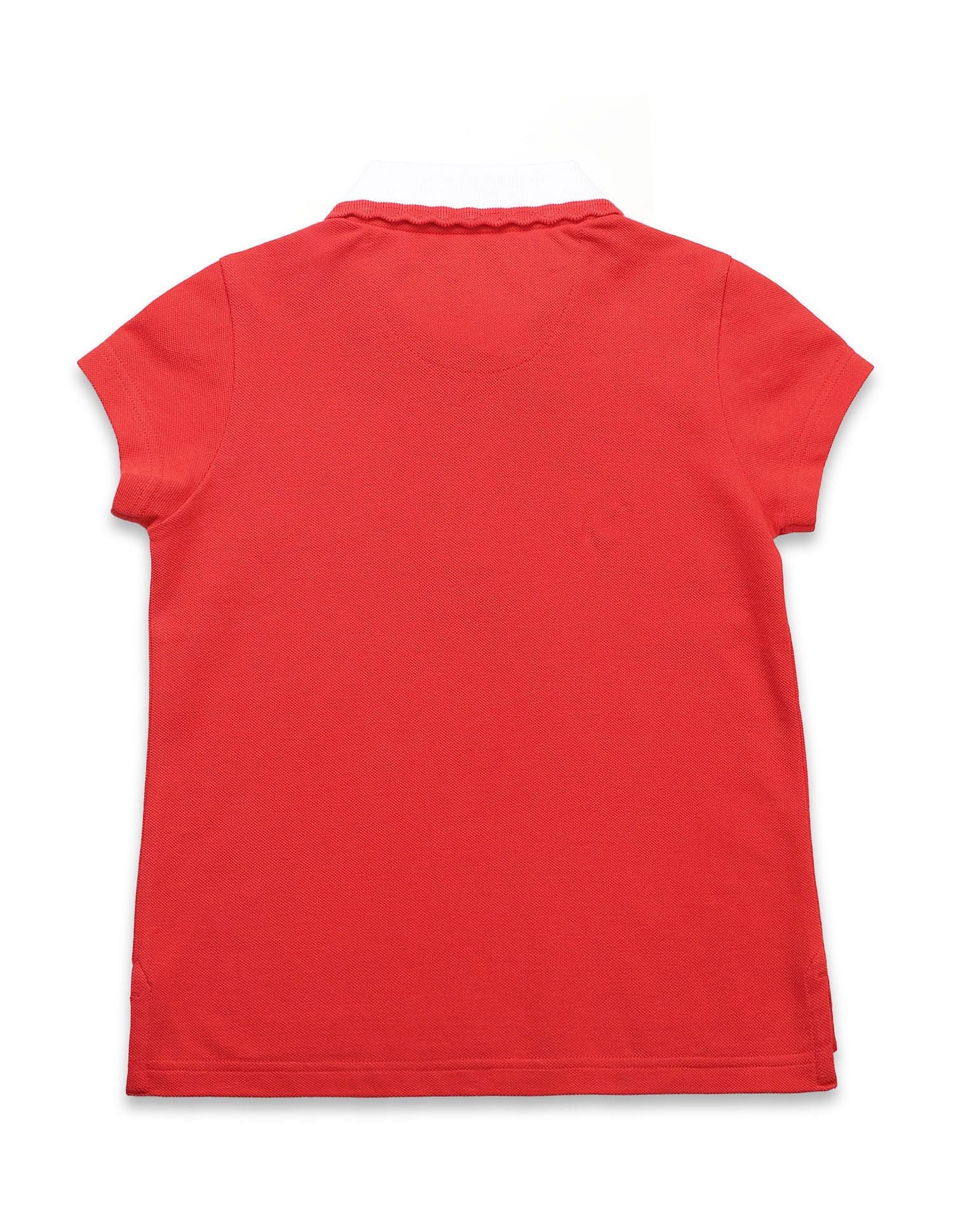 Girls Contrast Collar Relaxed Fit Polo Shirt Red - U.S. POLO ASSN. | Large