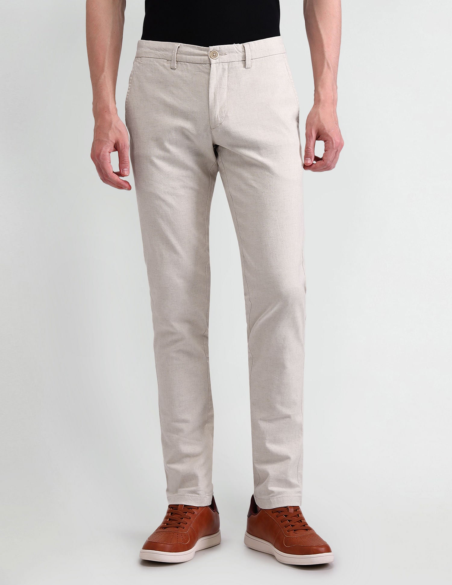 Denver Slim Fit Solid Trousers Natural - U.S. POLO ASSN. | Large