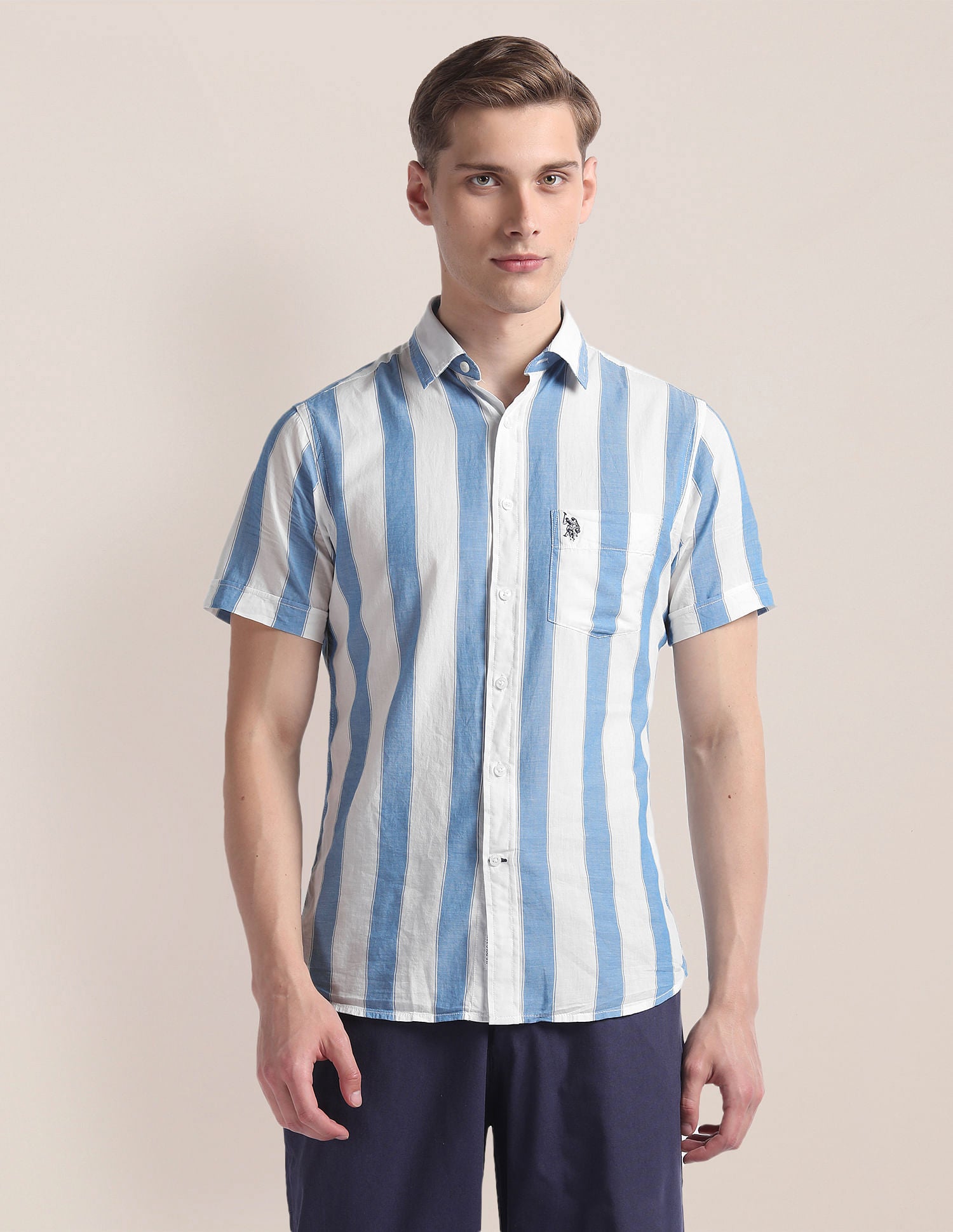 Pinpoint Oxford Striped Shirt Blue and White - U.S. POLO ASSN. | Large