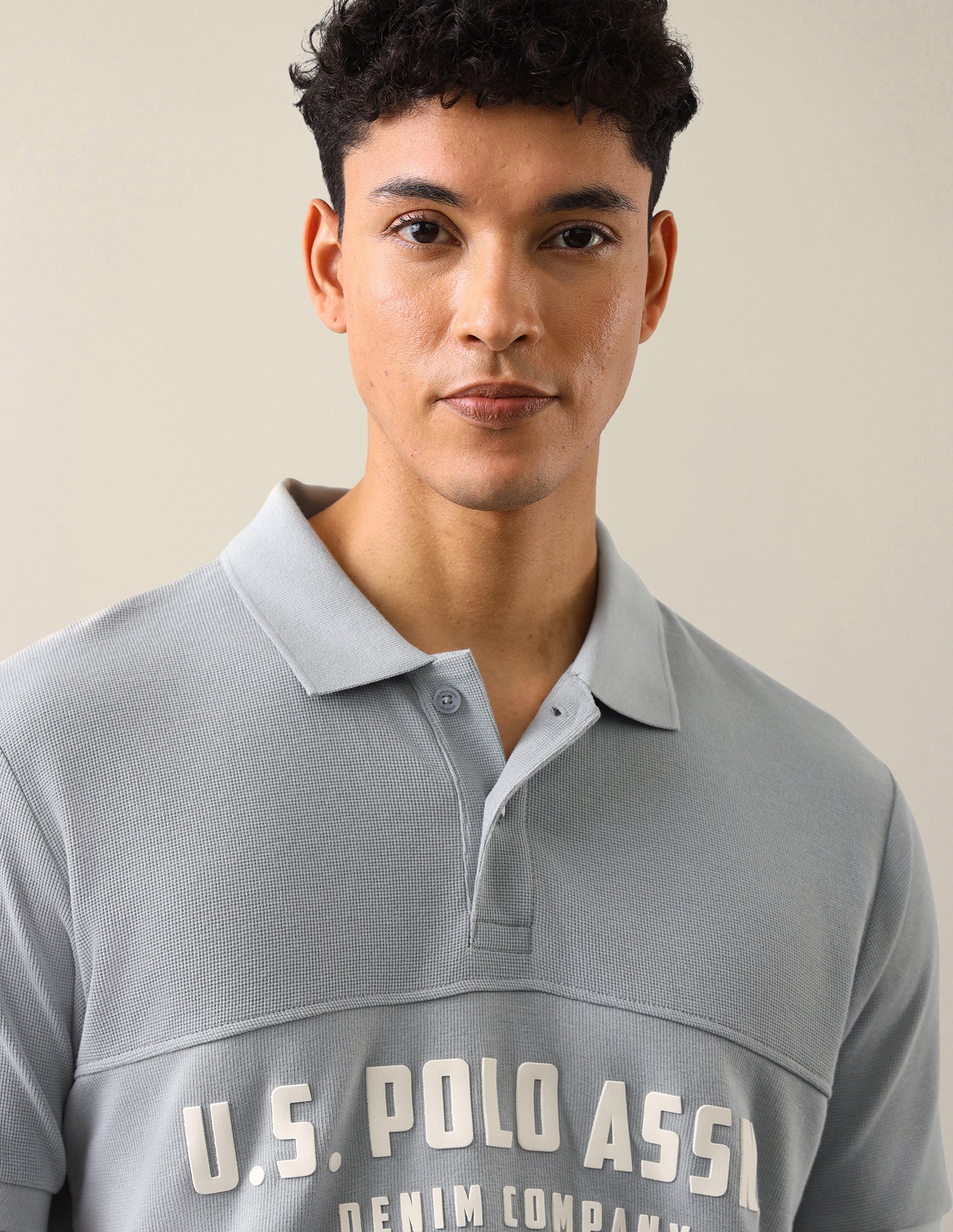 Brand Embossed Slim Fit Polo Shirt Grey - U.S. Polo Assn. India | Large