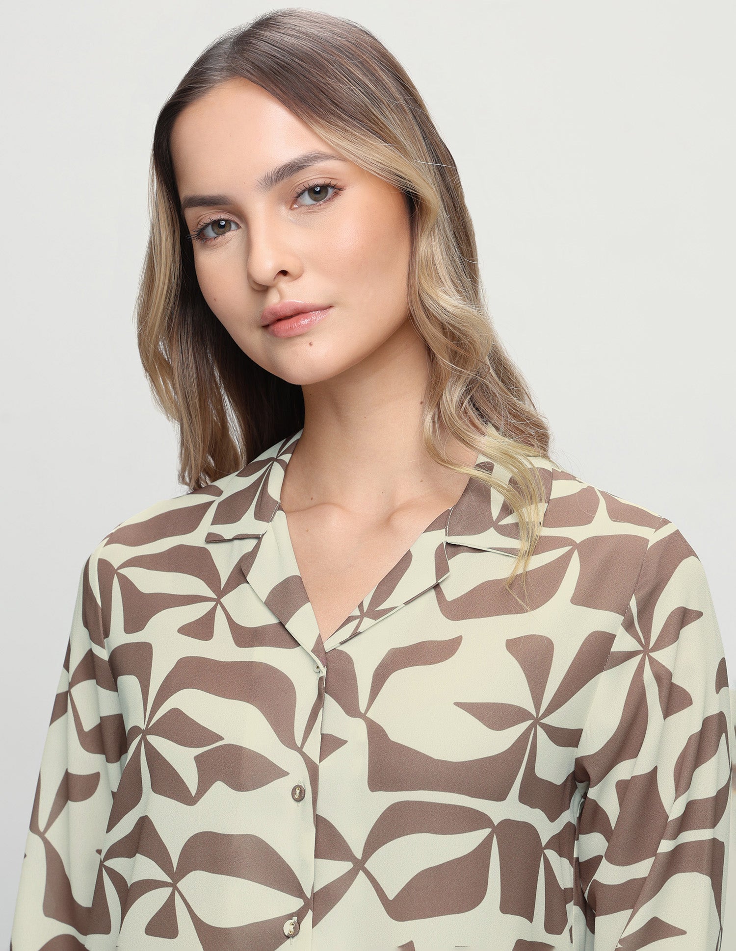 Abstract Printed Regular Fit Shirt Brown - U.S. Polo Assn. India | Large