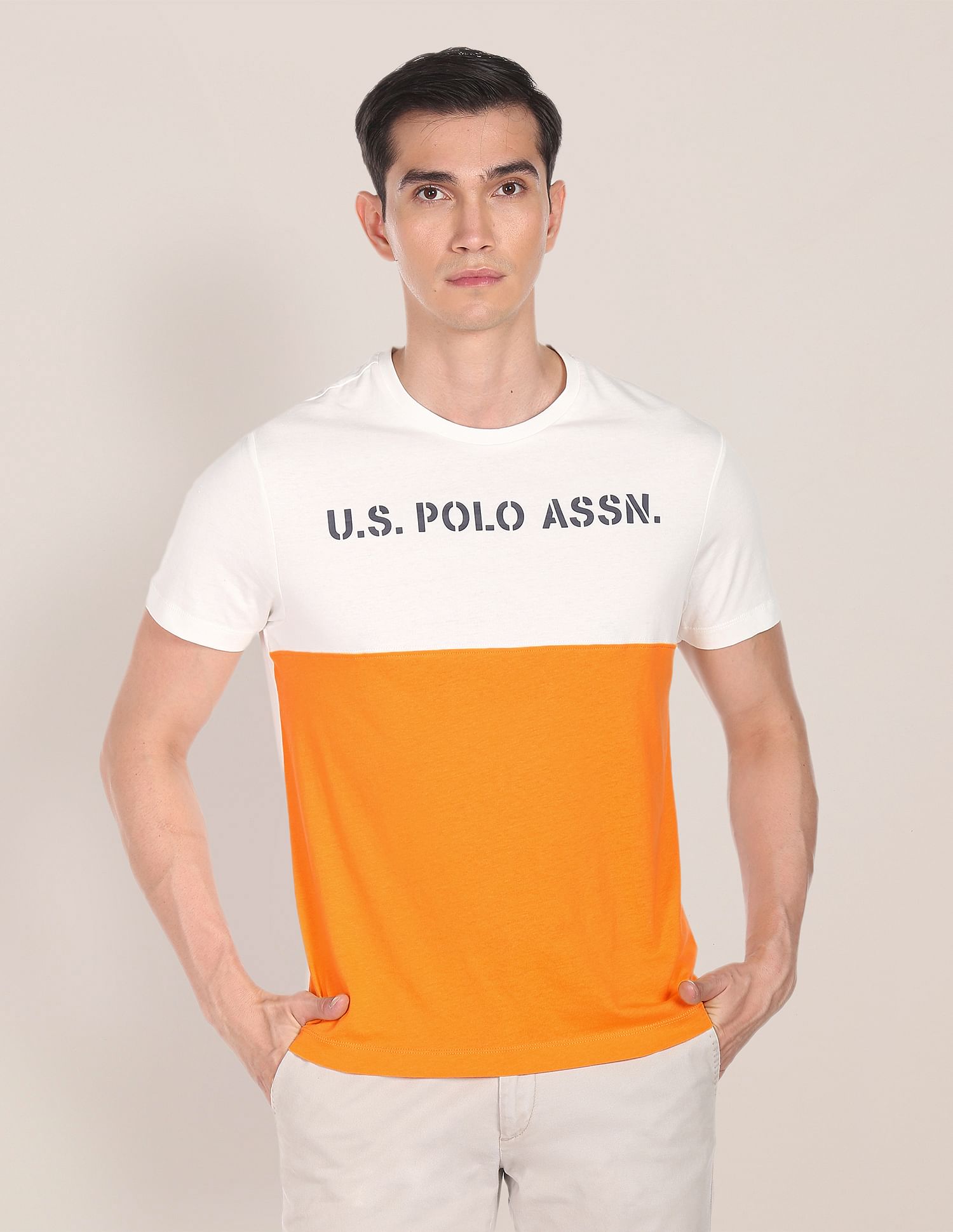 Cotton Logo Colour Block T-Shirt