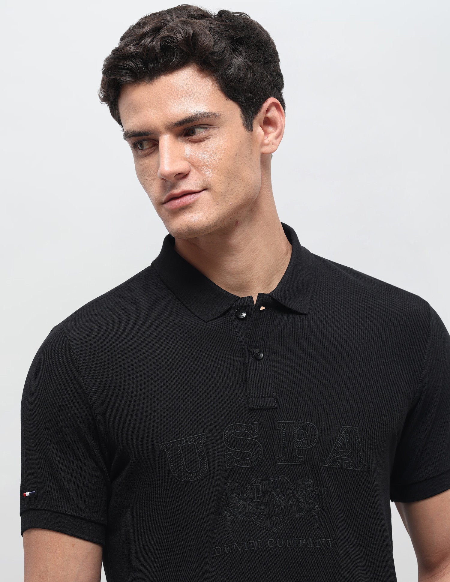 Brand Applique Slim Fit Polo Shirt Black - U.S. Polo Assn. India | Large
