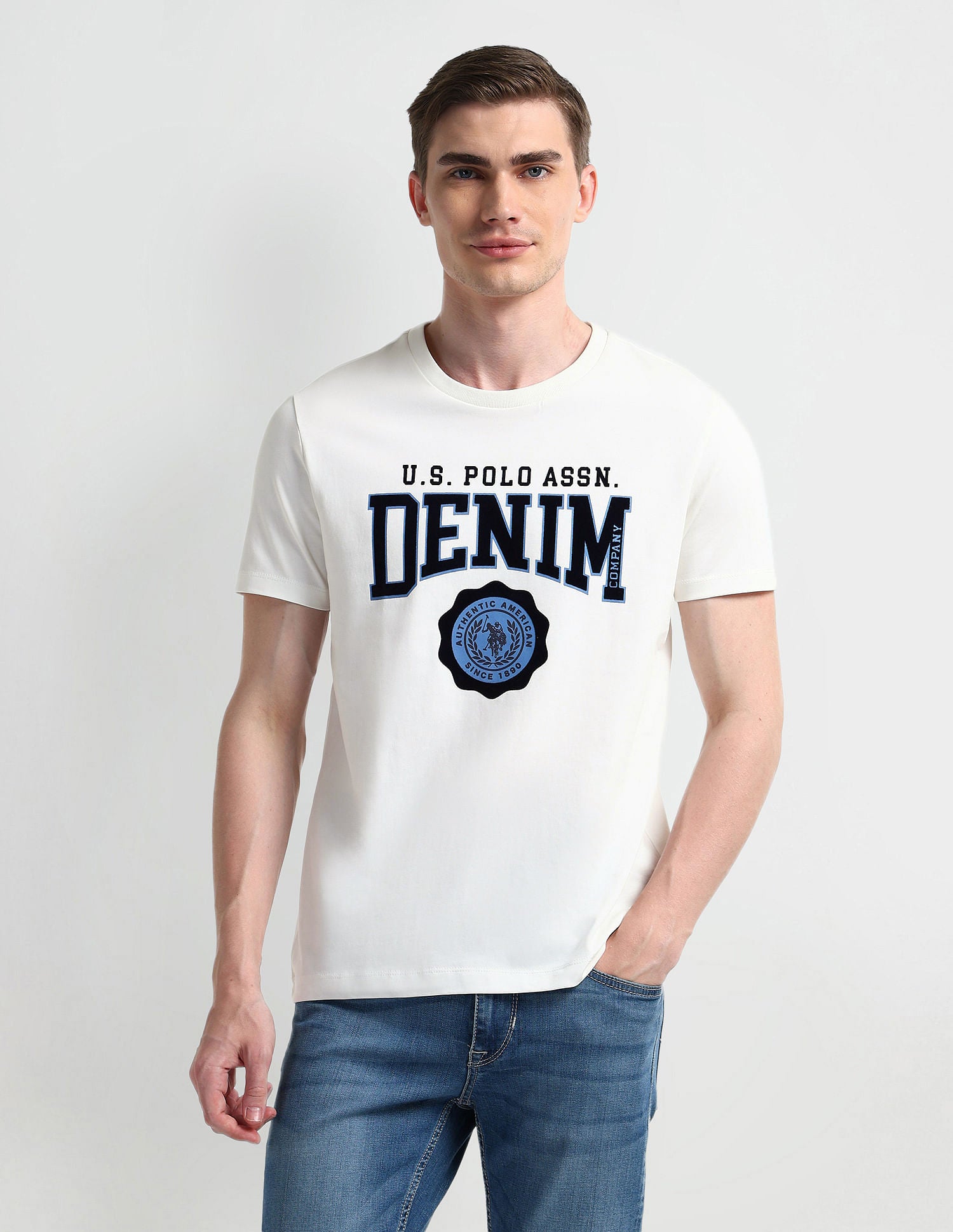 Muscle fit Logo Cotton T-Shirt White - U.S. POLO ASSN. | Large